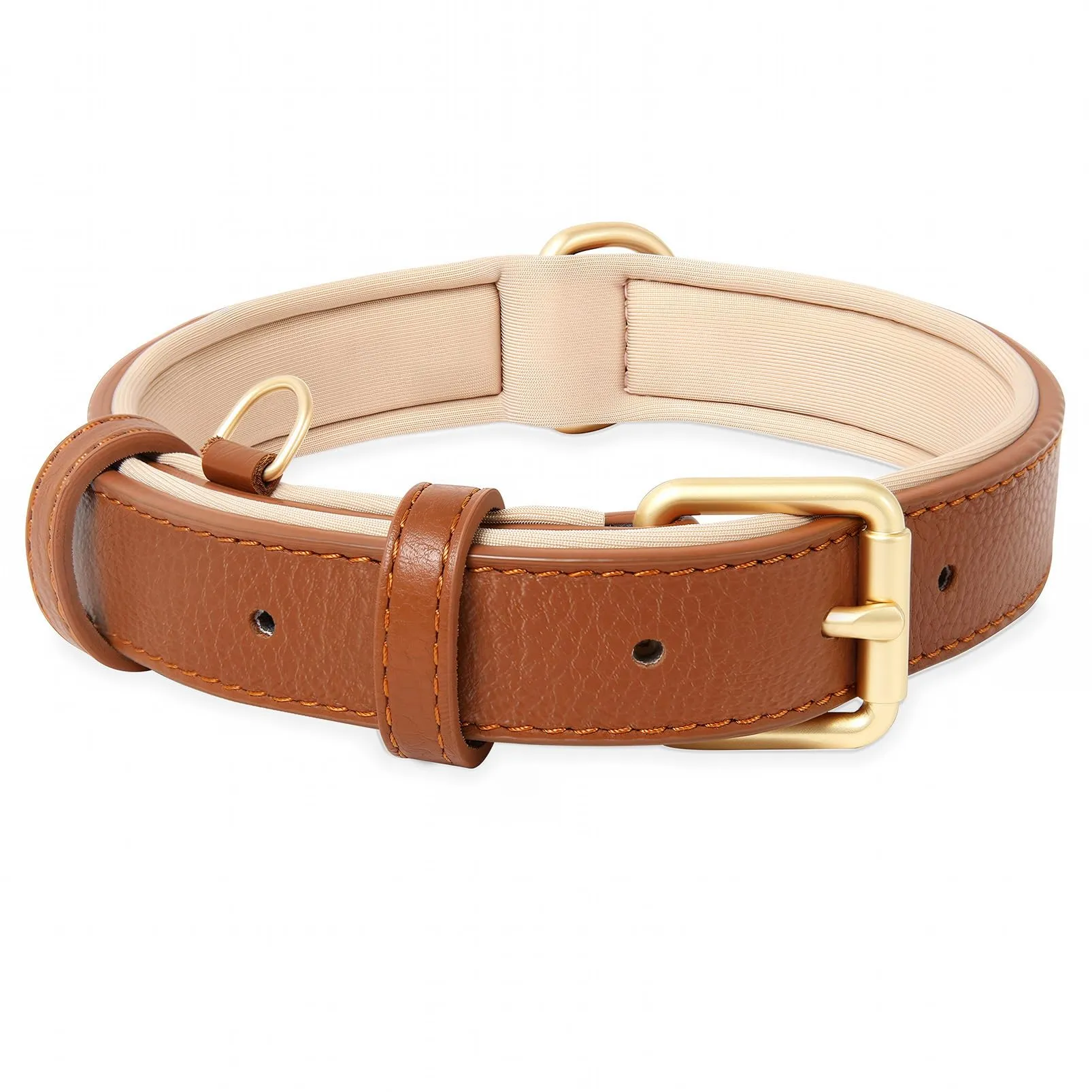HEELE Collare Cane in Pelle Imbottito, Marrone, S - immagine 1