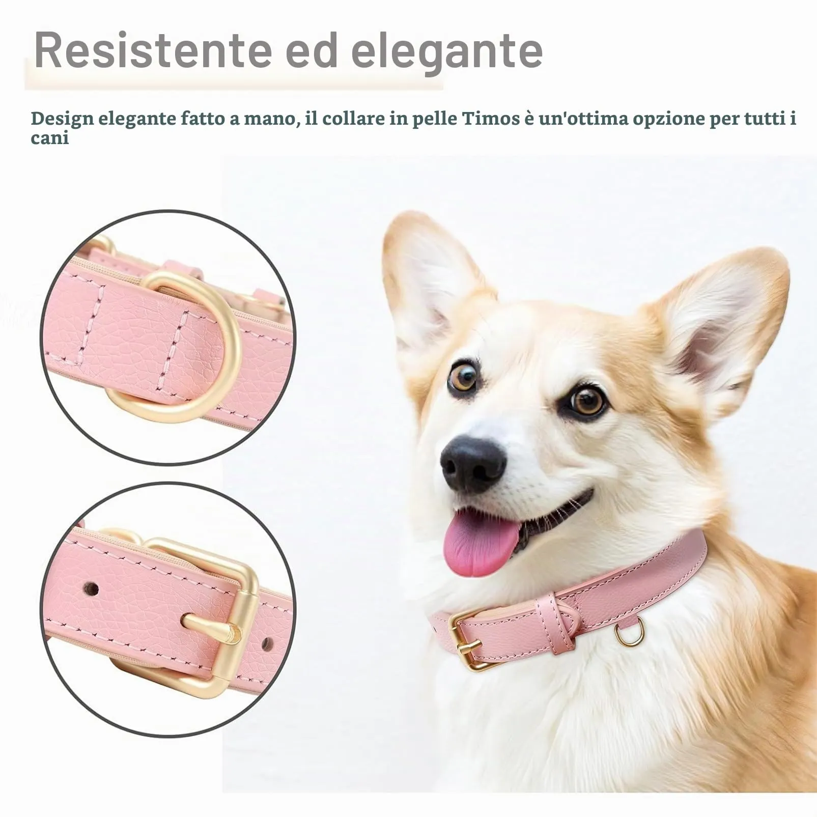 HEELE Collare Cane in Pelle Imbottito, Rosa, S - immagine 2