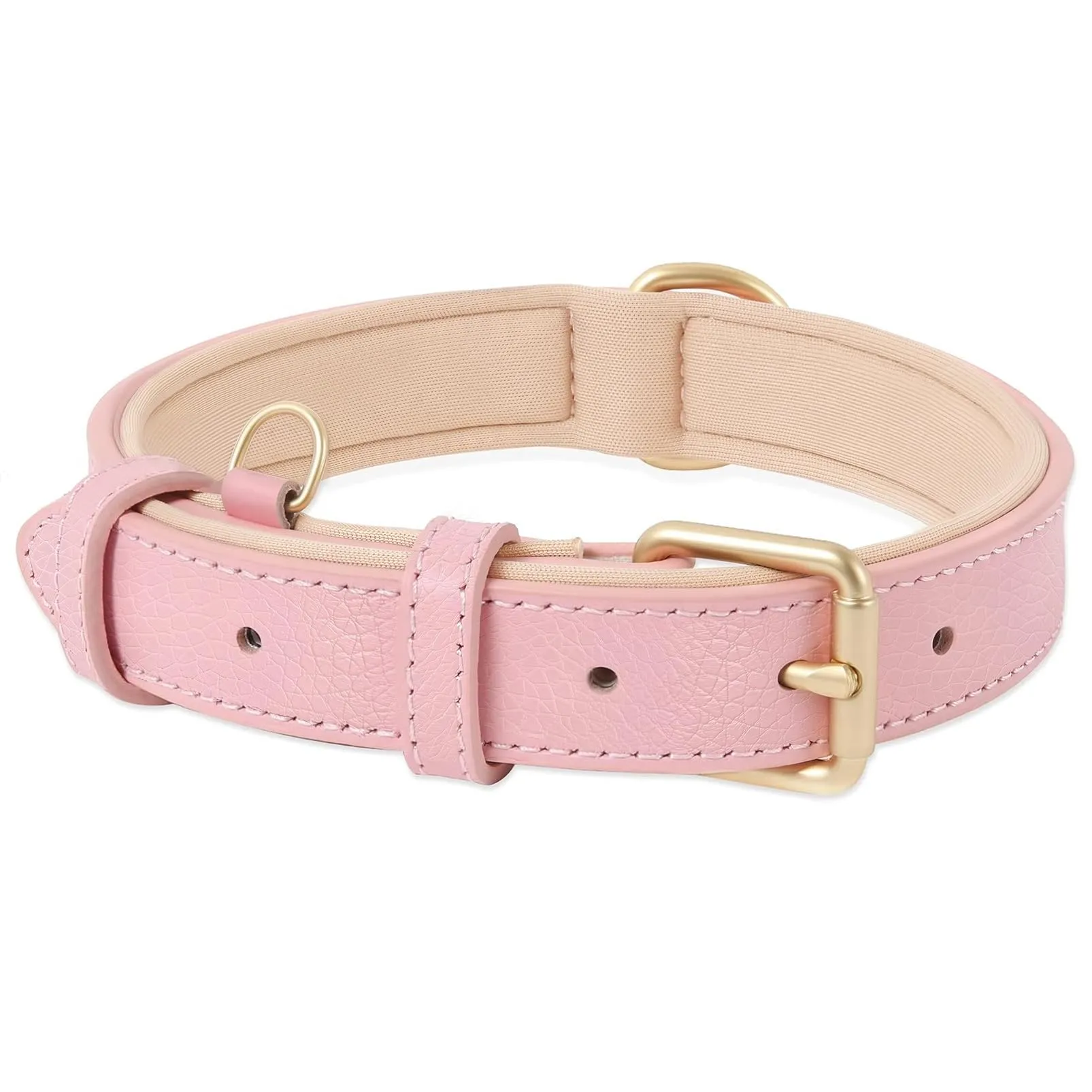 HEELE Collare Cane in Pelle Imbottito, Rosa, M - immagine 1
