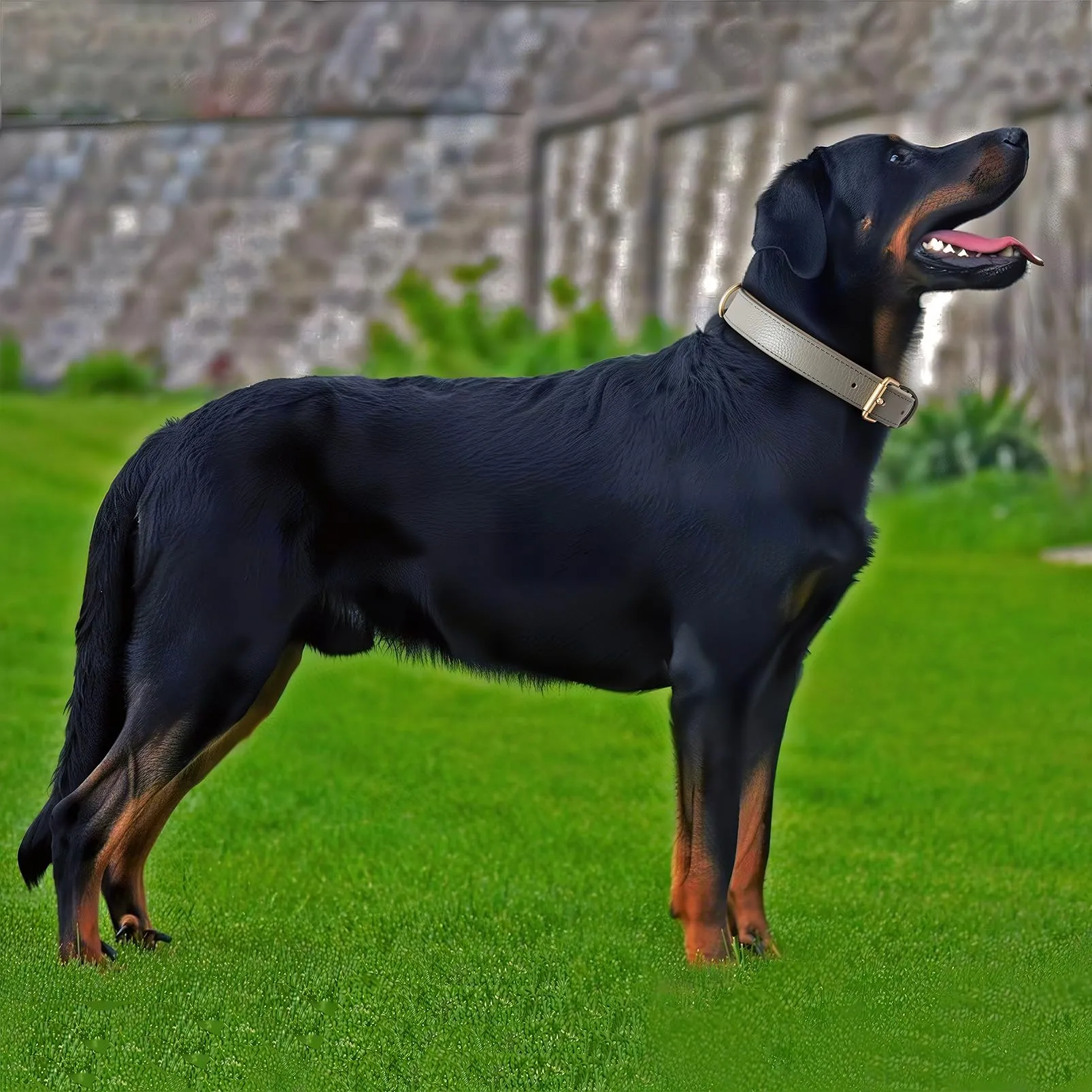 HEELE Collare Cane in Pelle Imbottito, Grigio, M - immagine 7