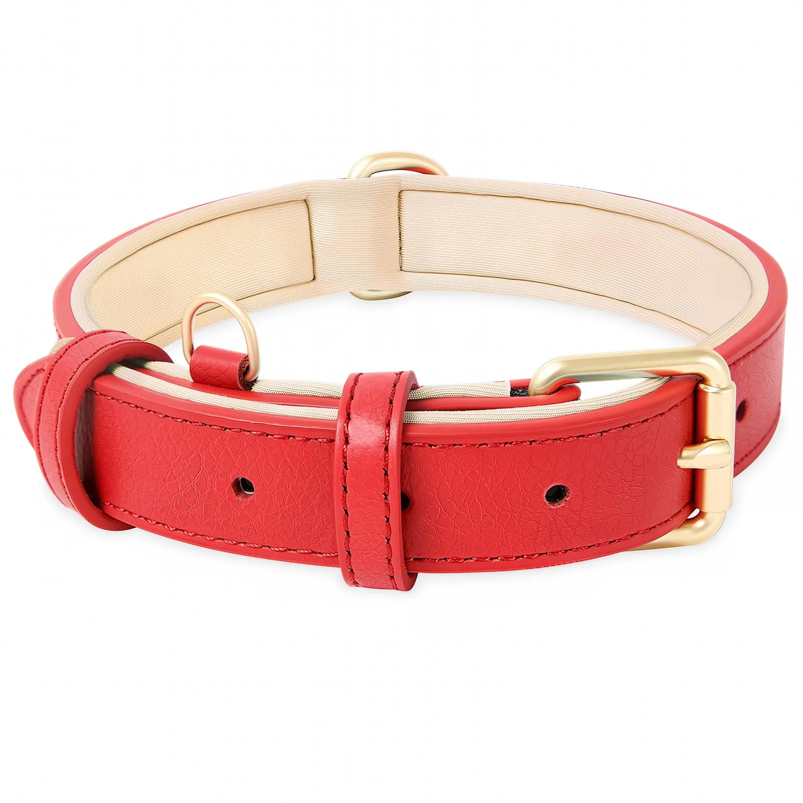 HEELE Collare Cane in Pelle Imbottito, Nuovo Rosso, L - immagine 1