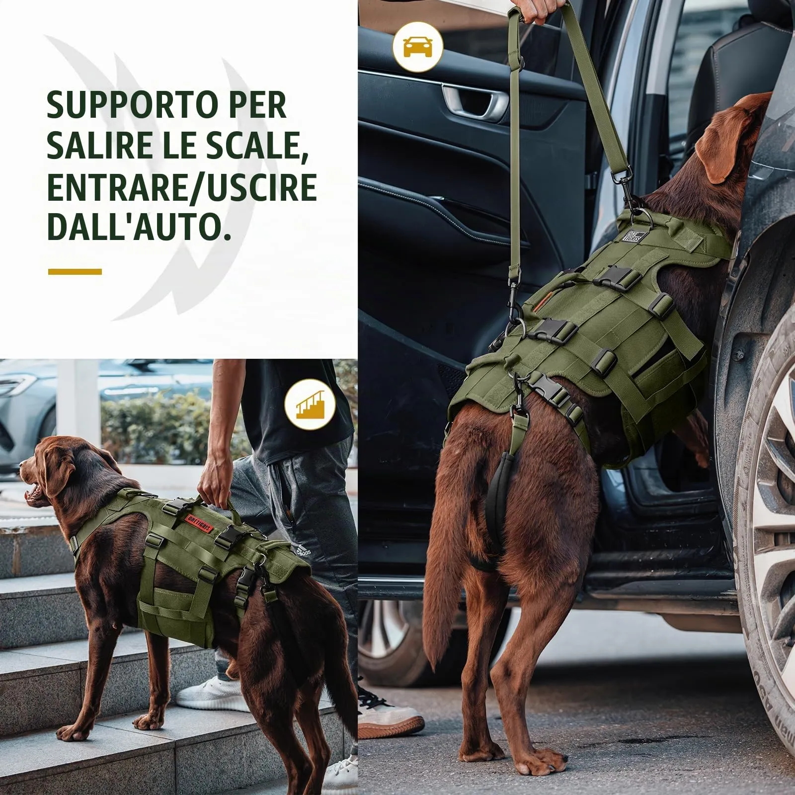 OneTigris Imbracatura di Supporto Invictus per Cani di Taglia Media e Grande con 3 Maniglie e Spallacci Regolabili - immagine 6