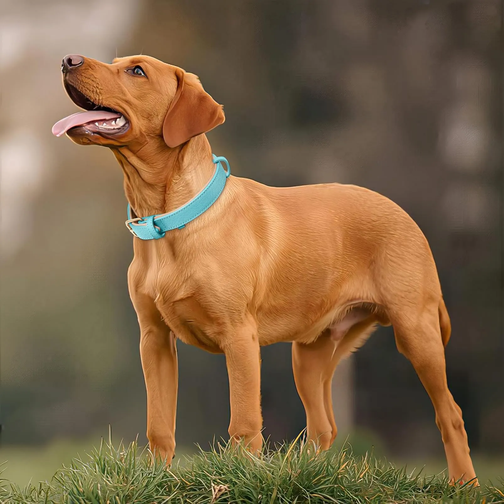 HEELE Collare Cane in Pelle Imbottito, Blu, L - immagine 4