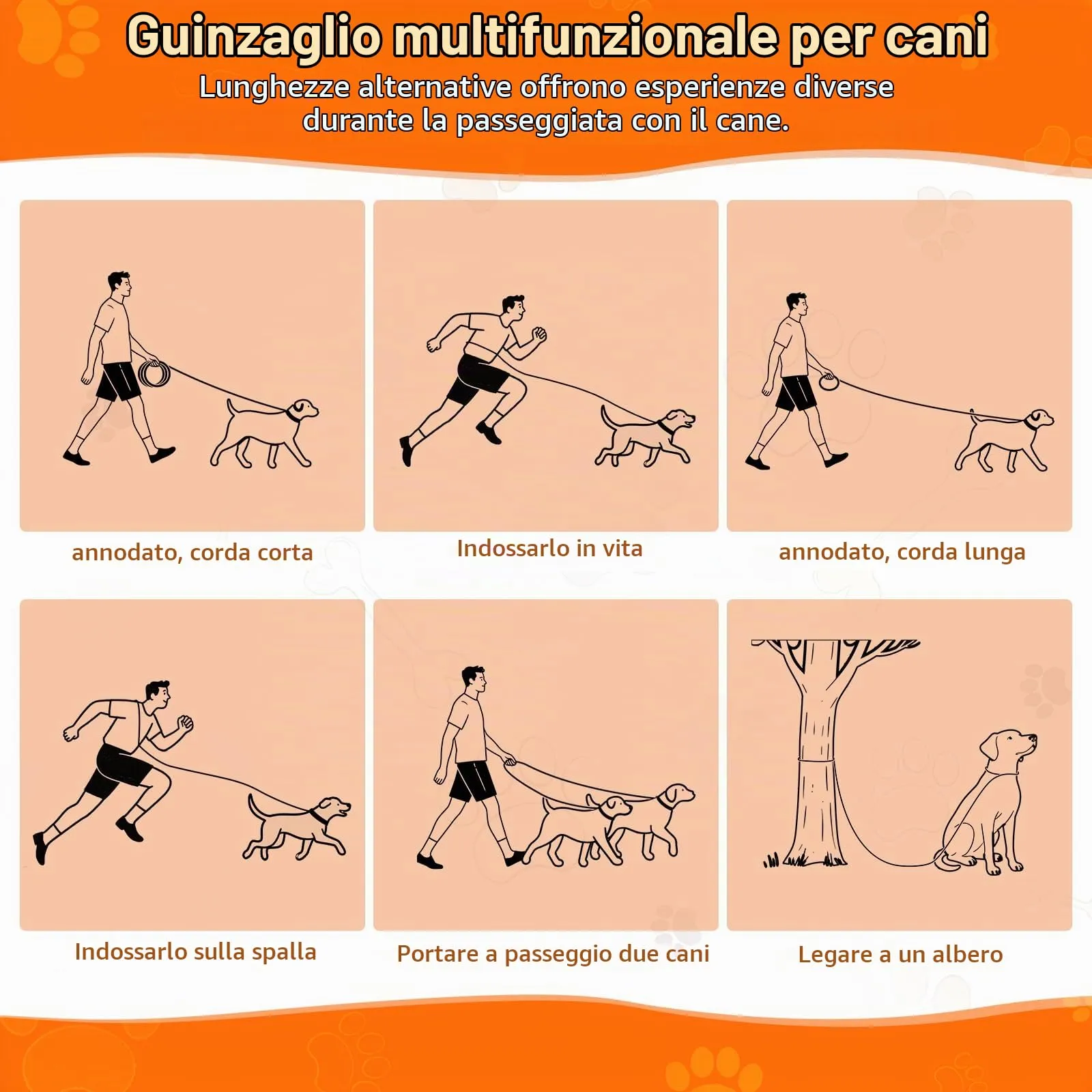 Aystkniet Guinzaglio per cani regolabile 2m x 12mm, Beige - immagine 2