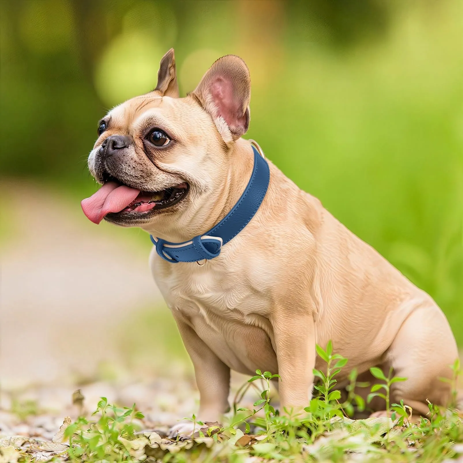 HEELE Collare in Pelle Imbottito per Cani e Gatti, Blue, XS - immagine 4