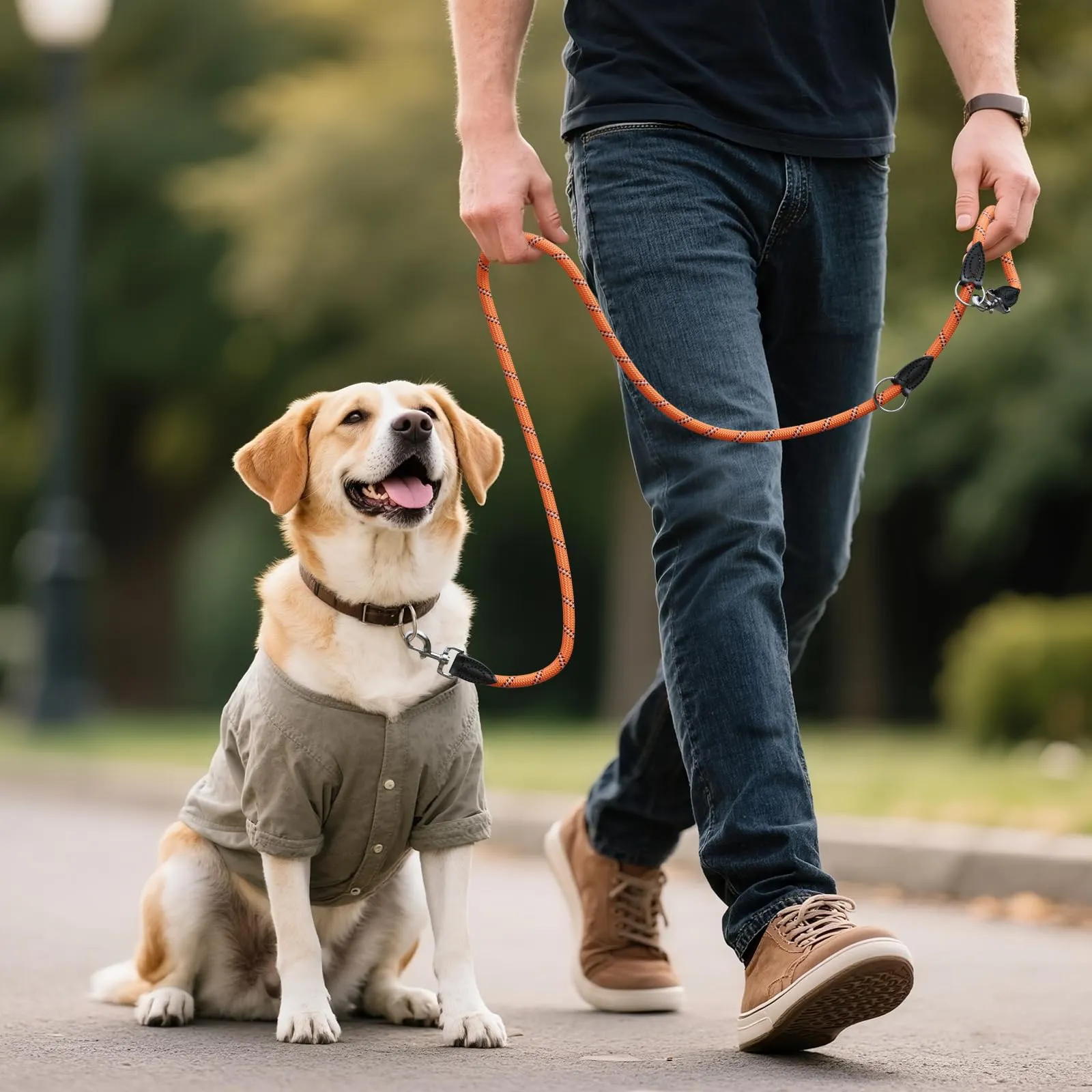 Aystkniet Guinzaglio per cani regolabile 2m, per cani medio-grandi, Arancione - immagine 8