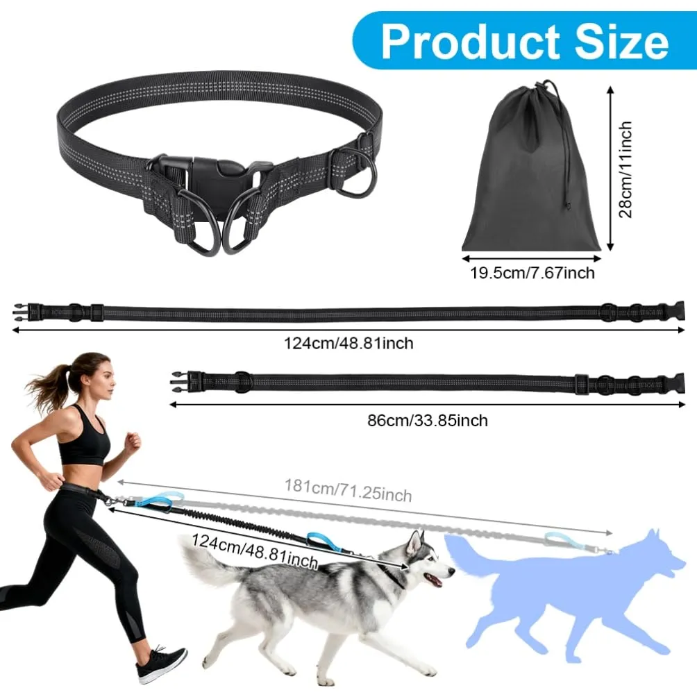 OFFCUP Guinzaglio Cani Mani Libere per Jogging con Prolunga Elastica, 86-124 cm, Azzurro - immagine 2