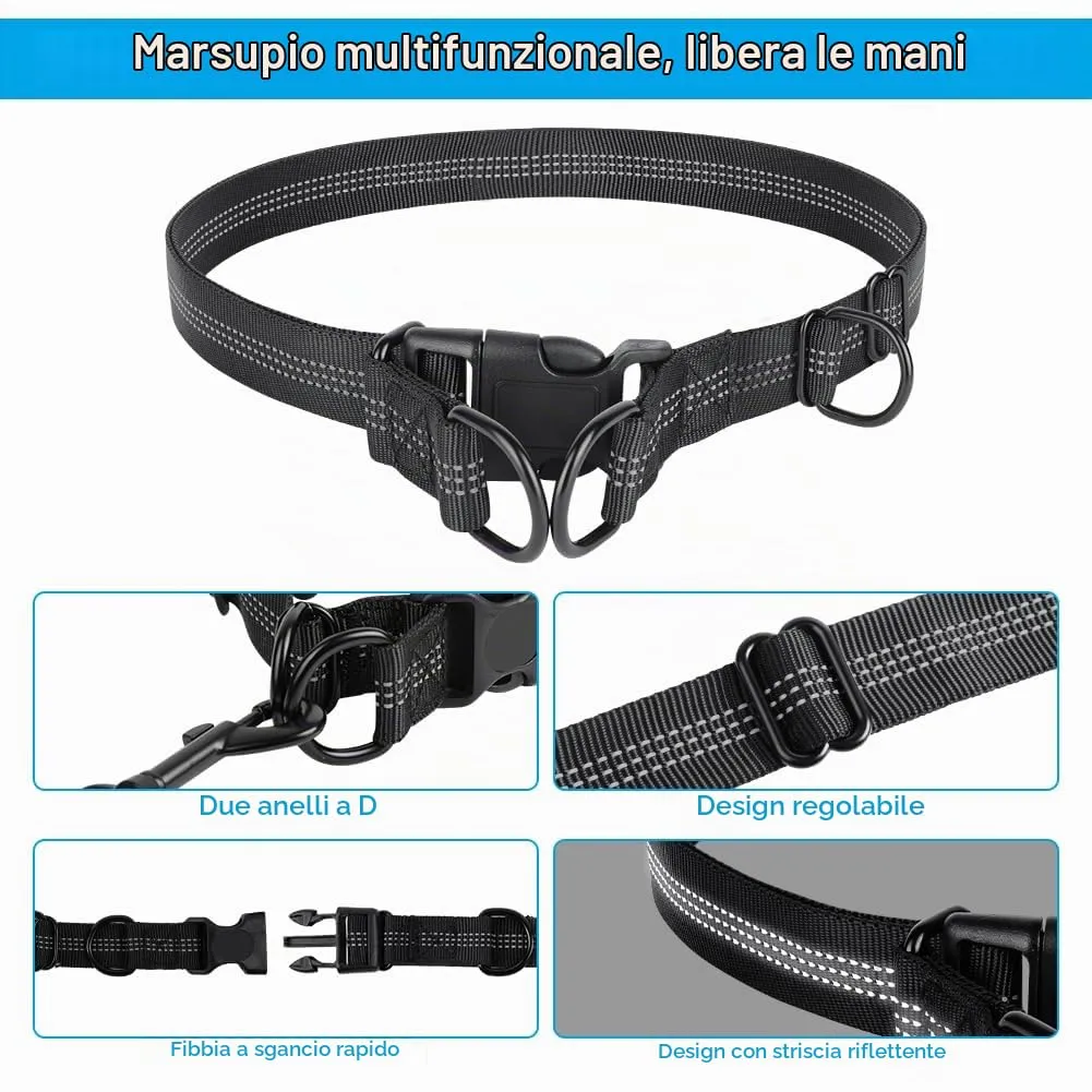 OFFCUP Guinzaglio Cani Mani Libere per Jogging con Prolunga Elastica, 86-124 cm, Azzurro - immagine 4