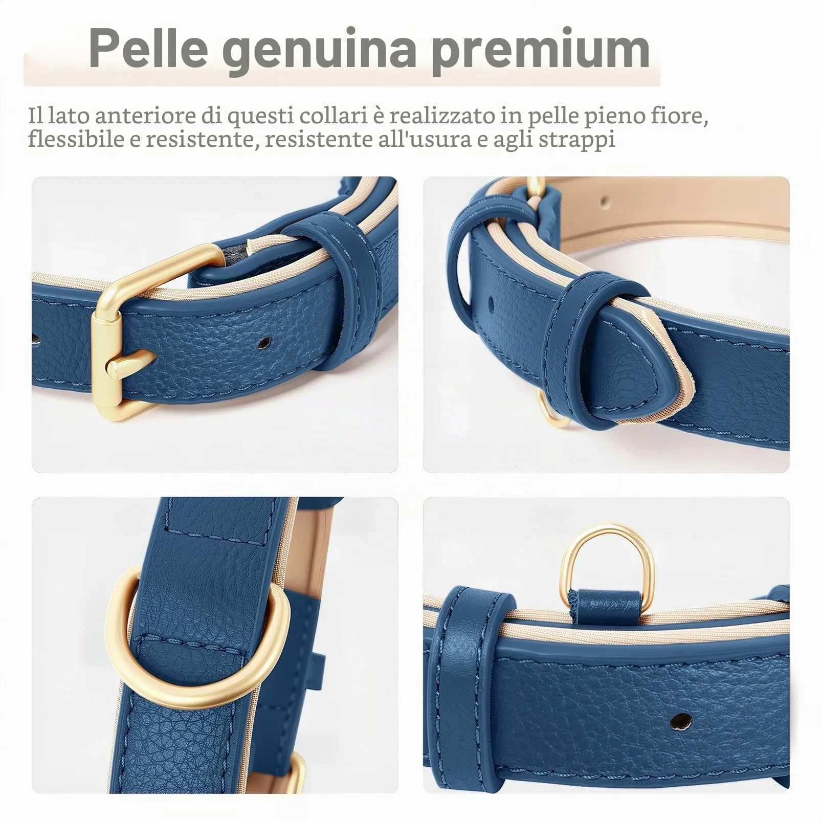 HEELE Collare Cane in Pelle Imbottito, Blue, S - immagine 6