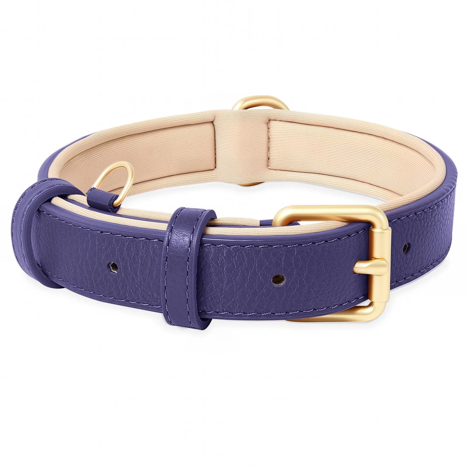 HEELE Collare Cane in Pelle Imbottito, Viola, S - immagine 1