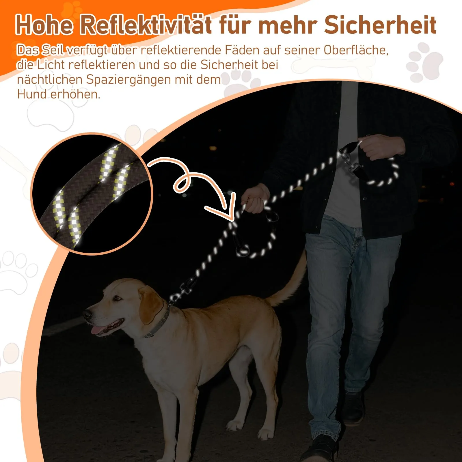 Aystkniet Guinzaglio per cani regolabile 2m, Riflettente per cani medio-grandi, Marrone - immagine 4
