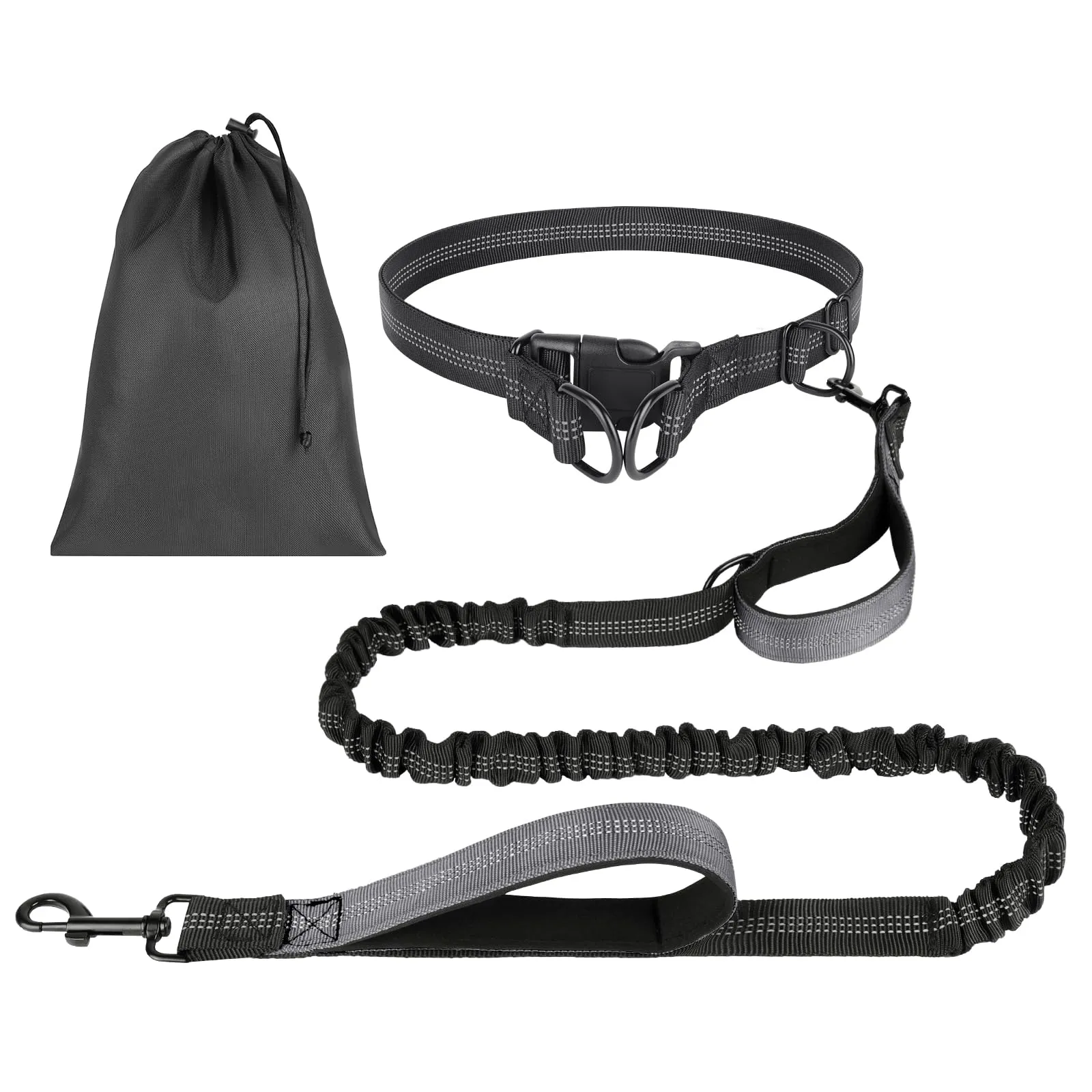 OFFCUP Guinzaglio Cani Mani Libere per Jogging, Prolunga Elastica, Grigio - immagine 1