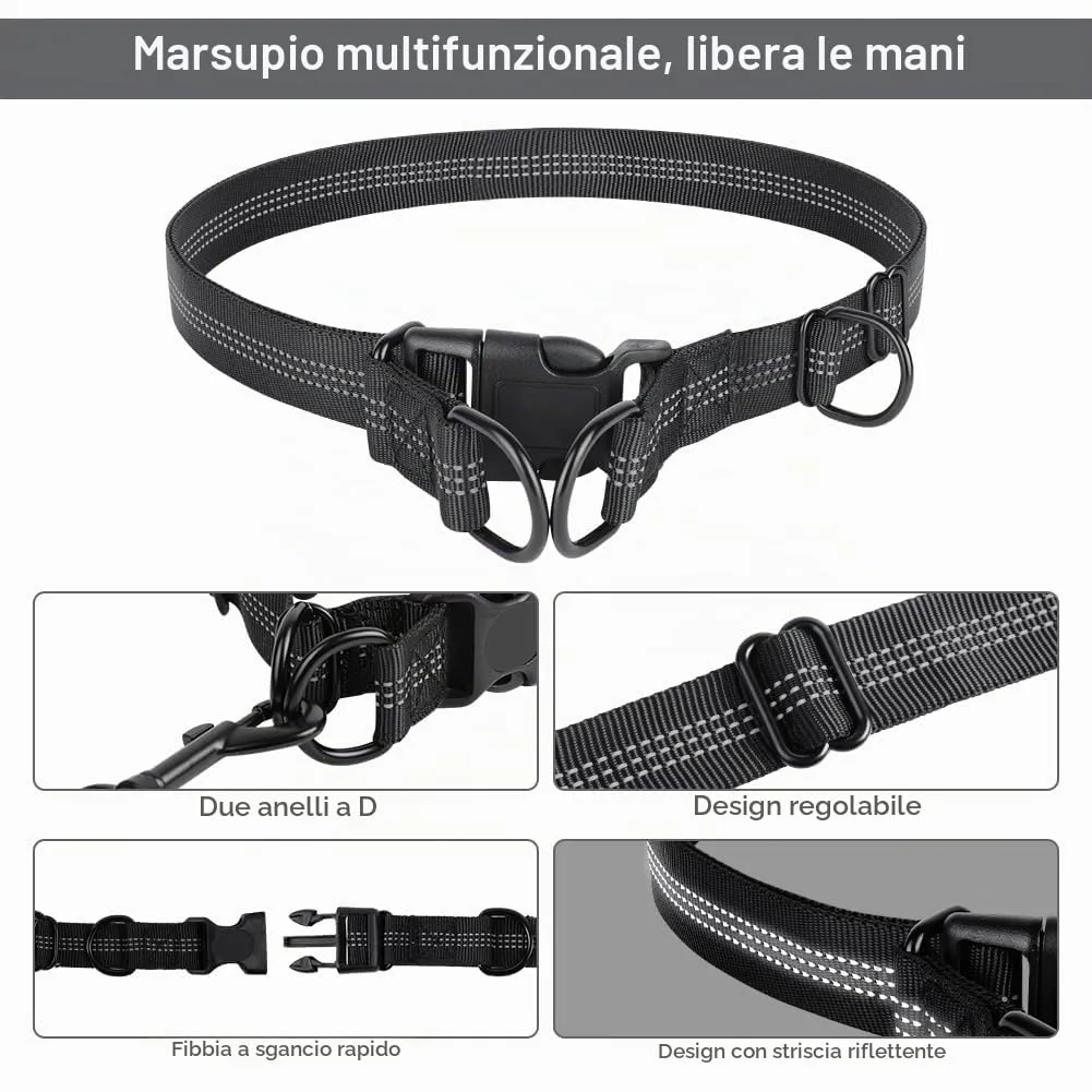 OFFCUP Guinzaglio Cani Mani Libere per Jogging, Prolunga Elastica, Grigio - immagine 5