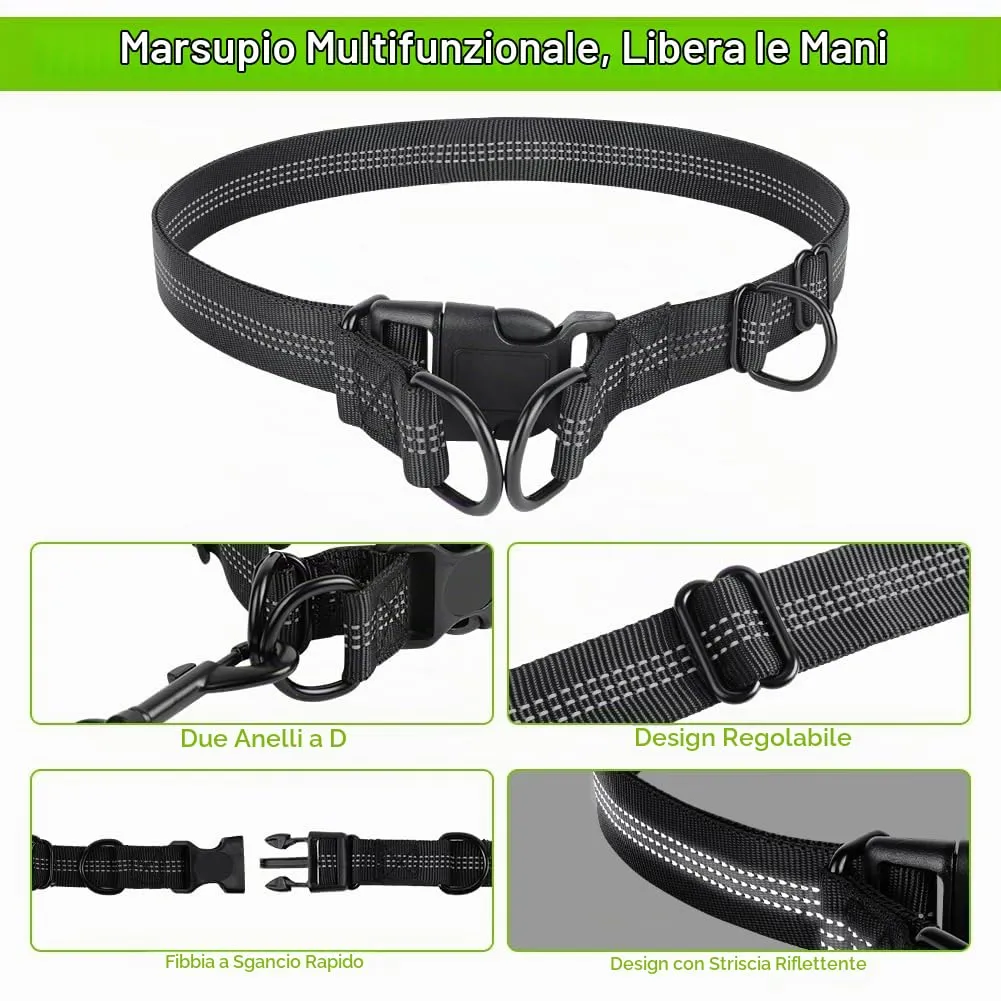 OFFCUP Guinzaglio Cani Mani Libere, Prolunga Elastica da Jogging, 124 cm, Verde Fluorescente - immagine 5