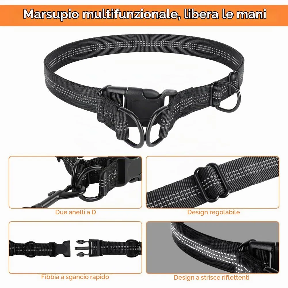 OFFCUP Guinzaglio Cani Mani Libere, Guinzaglio Da Jogging Prolunga Elastica, 124 cm, Arancione - immagine 5
