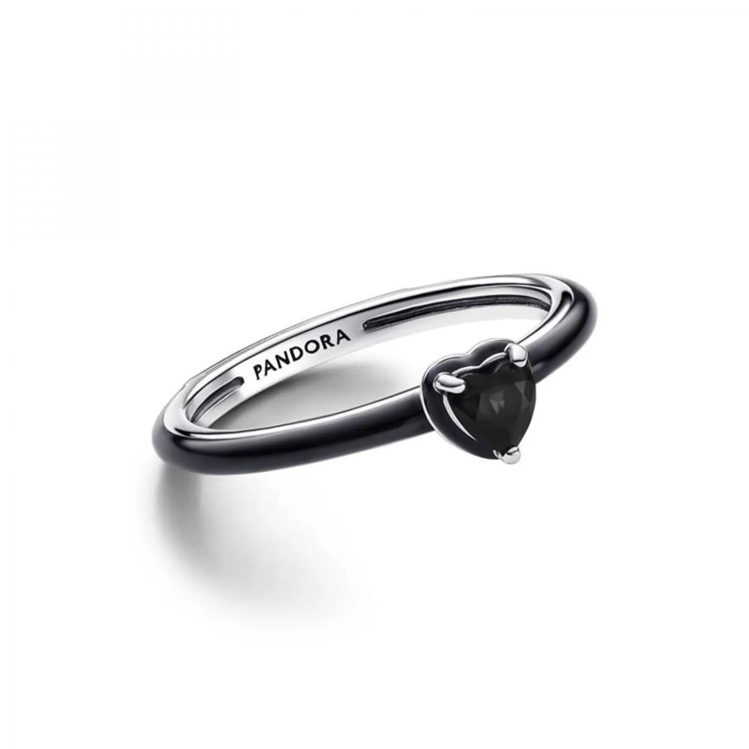 Pandora ME Anello con cuore in argento, cristallo nero e smalto nero, 56 - immagine 2