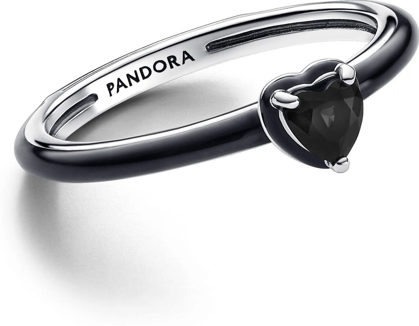 Pandora Me Anello con Cuore in Argento con Cristallo Nero e Smalto Nero, Taglia 50 - immagine 2