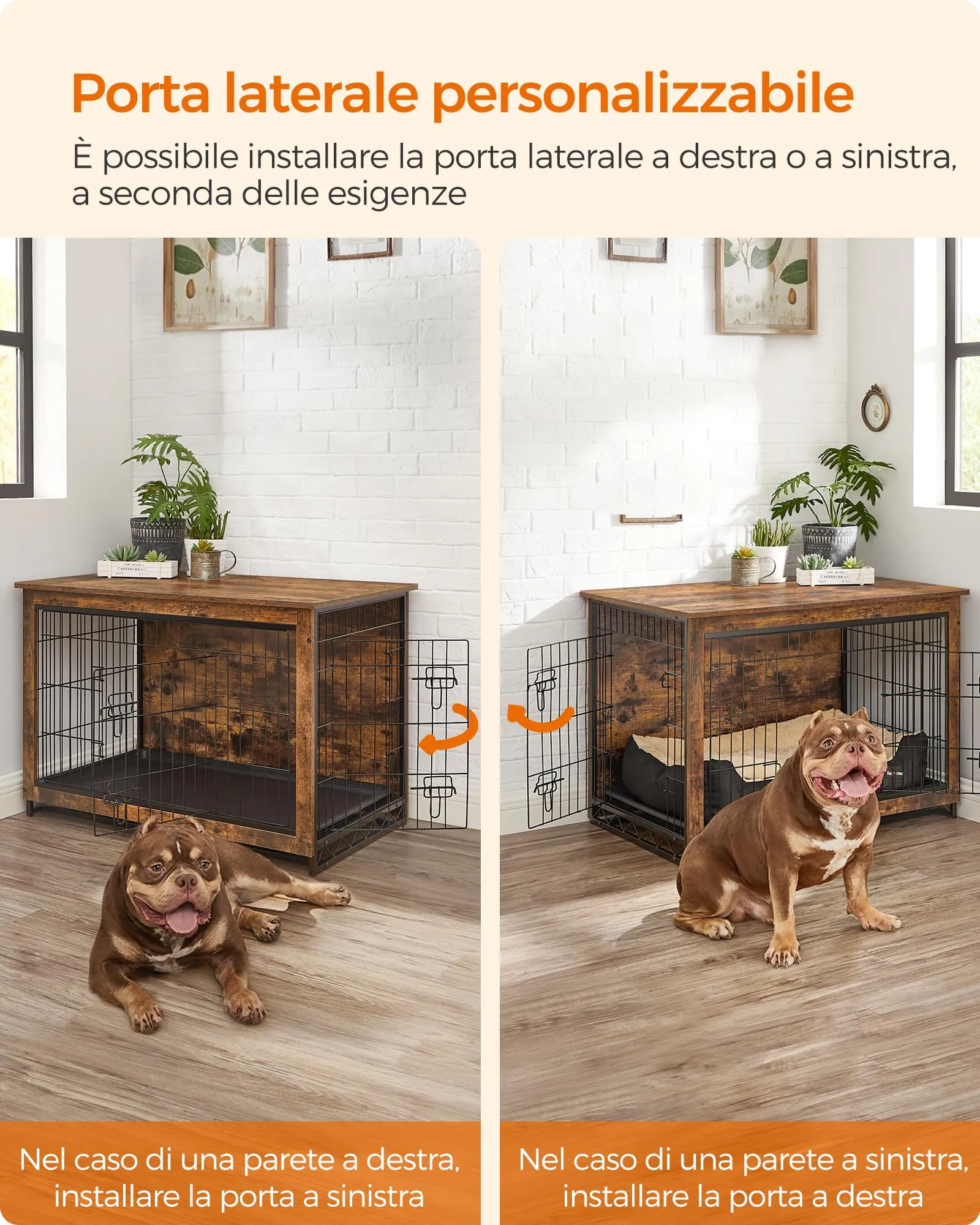 Feandrea Gabbia per Cani con Mobile Tavolino, 2 Porte, fino a 32 kg - immagine 4