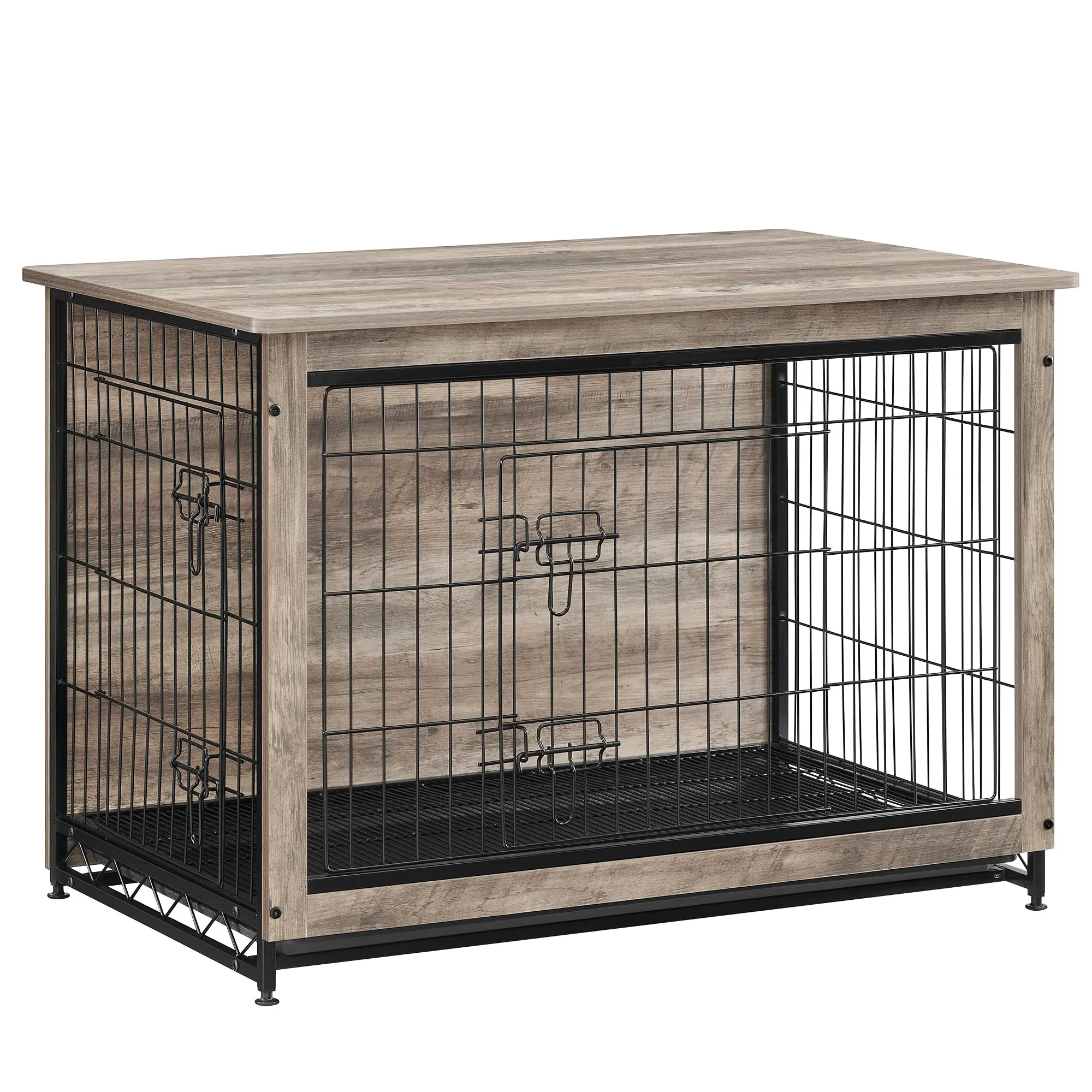 Feandrea Gabbia per Cani Mobile Tavolino, Cuccia Moderna da Interno fino a 32 kg, Vassoio Rimovibile, 2 Porte, Greige PFC003G01 - immagine 1