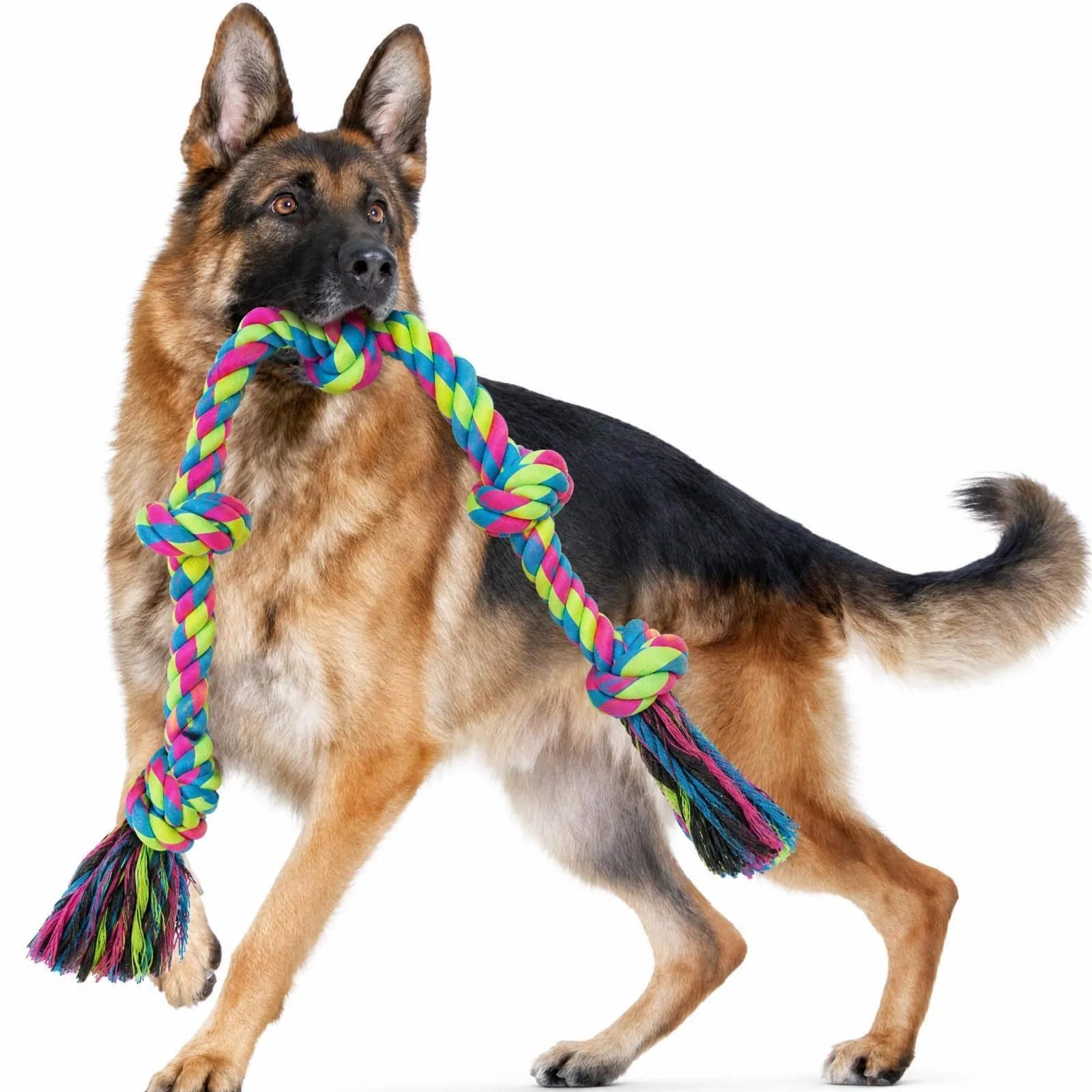 BADCRIS Corda Gioco per Cani in Cotone con 5 Nodi, 95cm - immagine 1