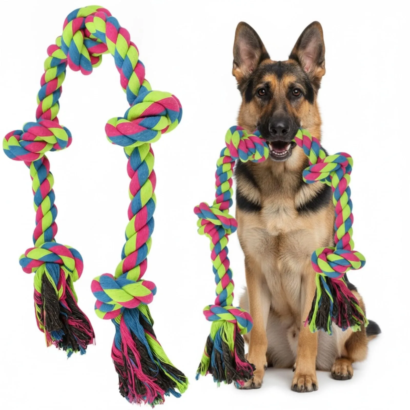BADCRIS Corda Gioco per Cani in Cotone con 5 Nodi, 95cm - immagine 8