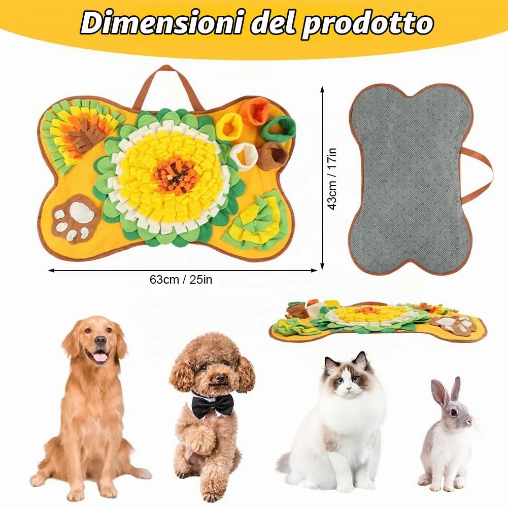 OSDUE Tappeto Olfattivo per Cani, Tappetino Snuffle Puzzle per Foraggiamento e Attivazione Mentale, Lavabile e Antiscivolo, 63cm - immagine 2