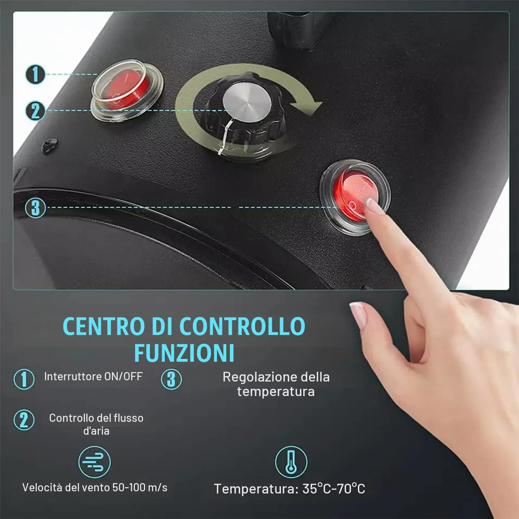 Memows Soffiatore Asciugacapelli per Cani 2800W con 4 Ugelli, Velocità e Temperatura Regolabili (Blu) - immagine 2
