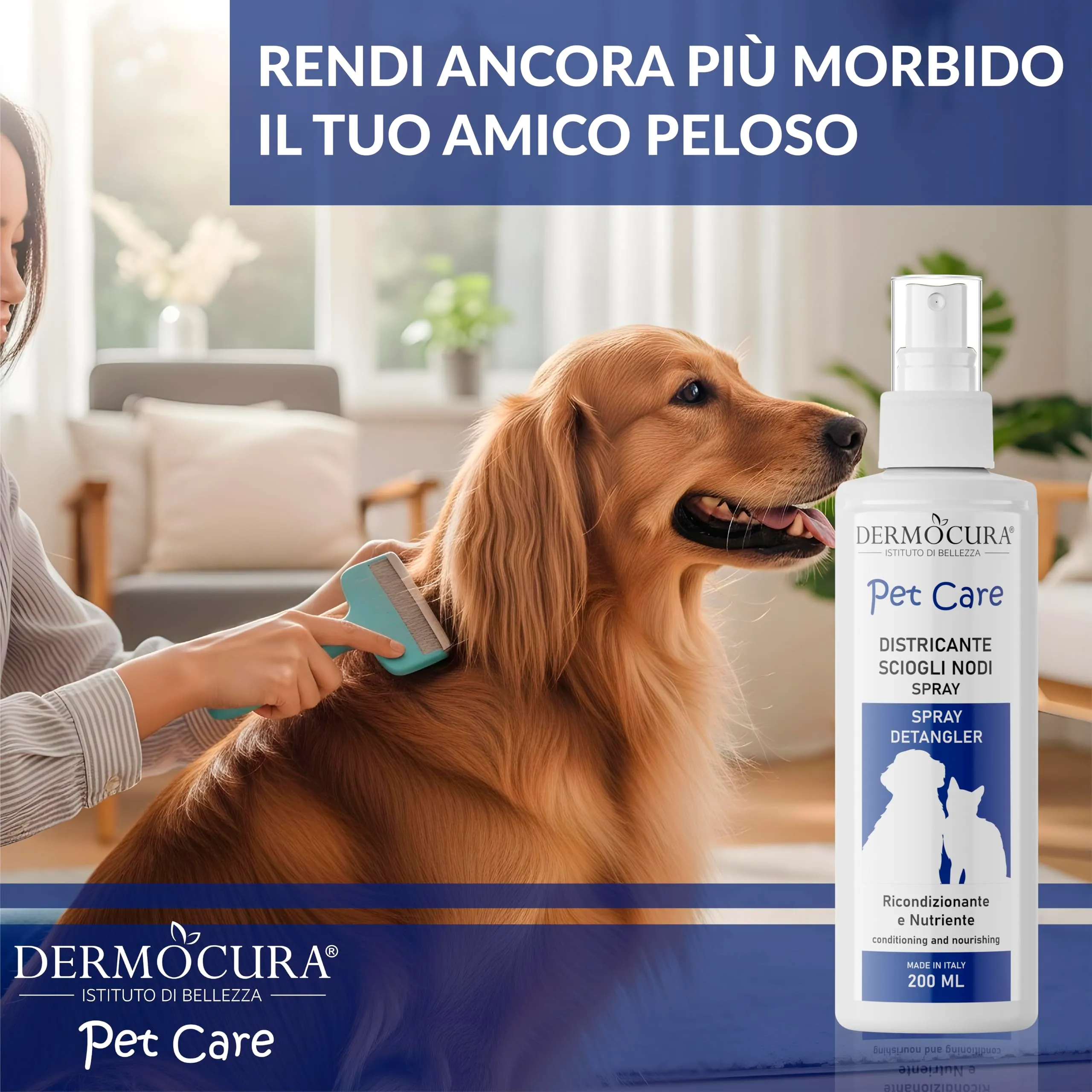 Dermocura Spray Scioglinodi Nutriente per Cane e Gatto, 200 ml - immagine 3