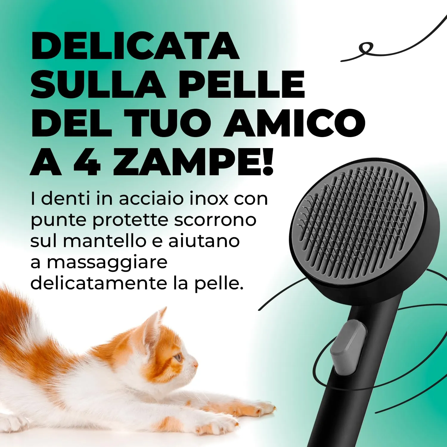 ErreHome Brushy Spazzola per Cani e Gatti con Sistema Autopulente - immagine 2
