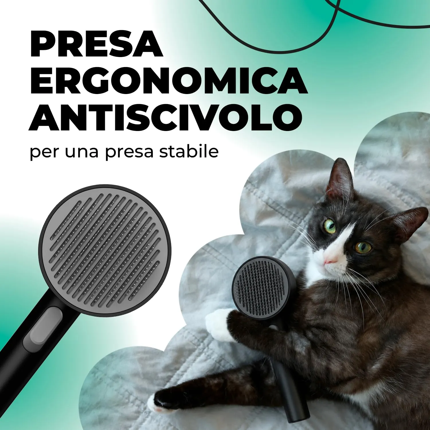 ErreHome Brushy Spazzola per Cani e Gatti con Sistema Autopulente - immagine 6