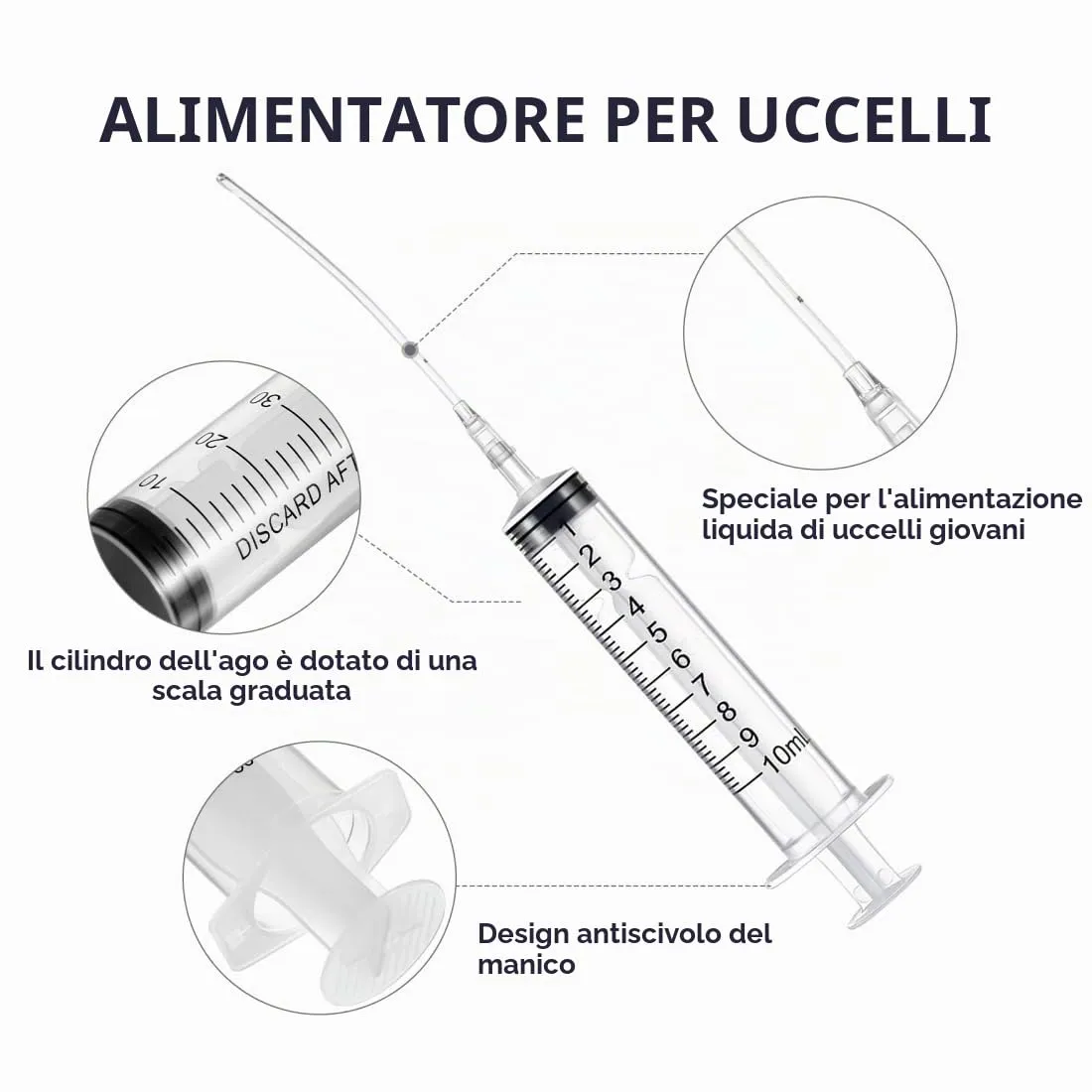 YIPFEN Kit Alimentazione Manuale per Uccelli, 2 Siringhe da 10 ml e 10 Tubi Flessibili per Pappagalli e Colombi - immagine 3
