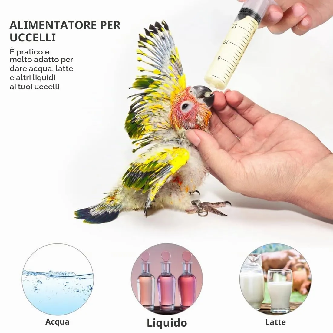 YIPFEN Kit Alimentazione Manuale per Uccelli, 2 Siringhe da 10 ml e 10 Tubi Flessibili per Pappagalli e Colombi - immagine 6