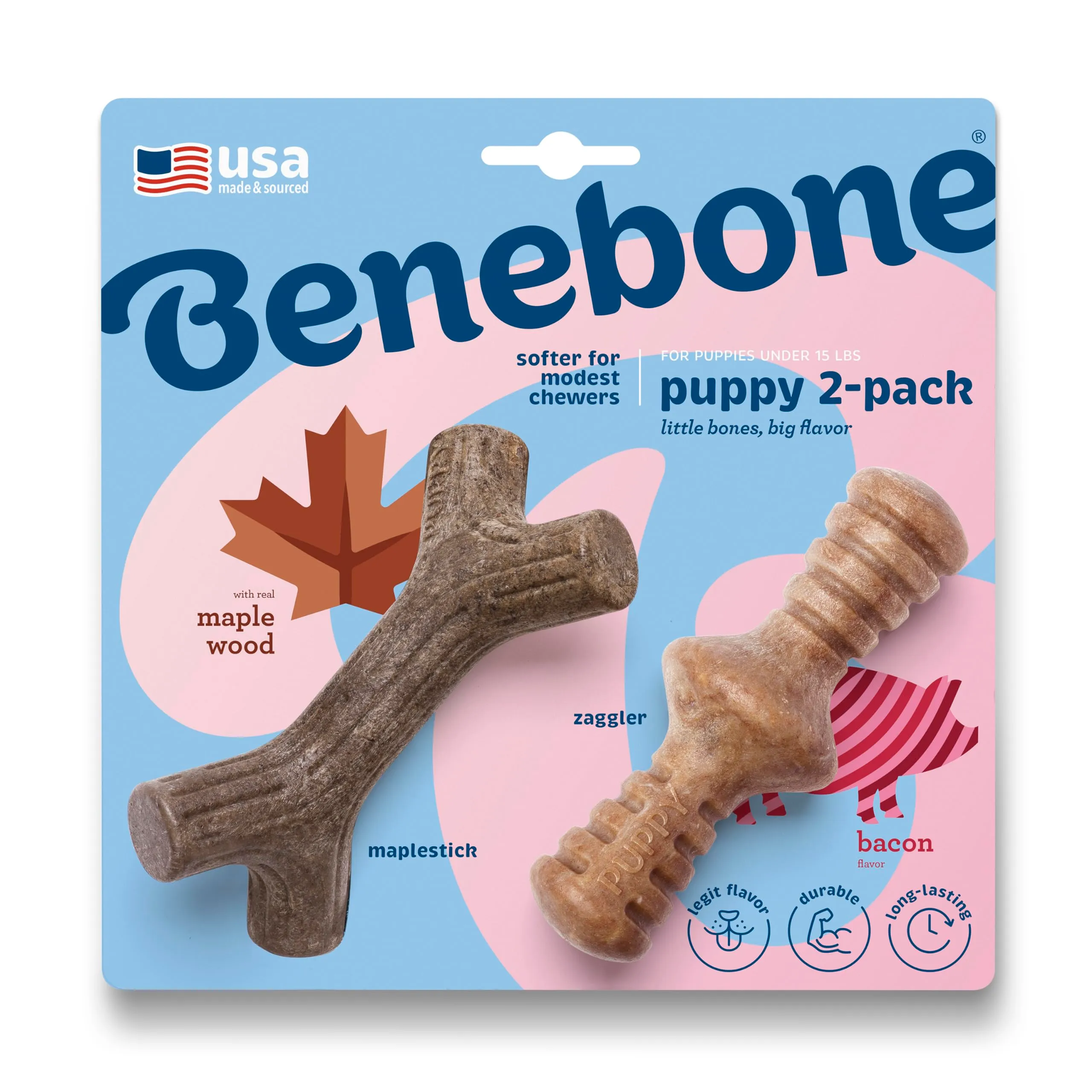 Benebone Cucciolo Maplestick & Zaggler, 2 Pack, Tiny - immagine 1