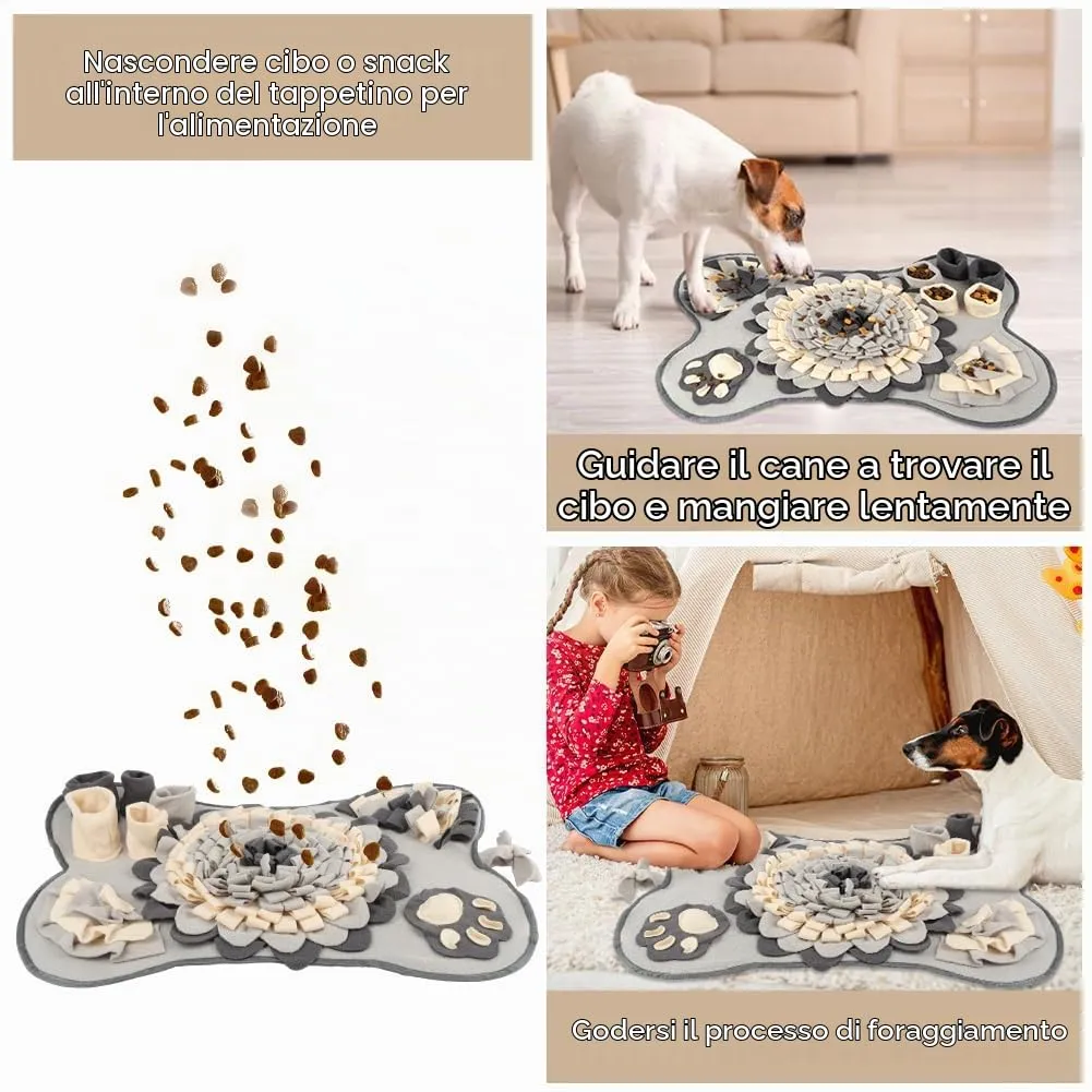 OSDUE Tappeto Olfattivo per Cani, Tappetino Puzzle di Snuffle per Addestramento e Attivazione Mentale, Lavabile e Antiscivolo, 63 x 43 cm, Grigio - immagine 4