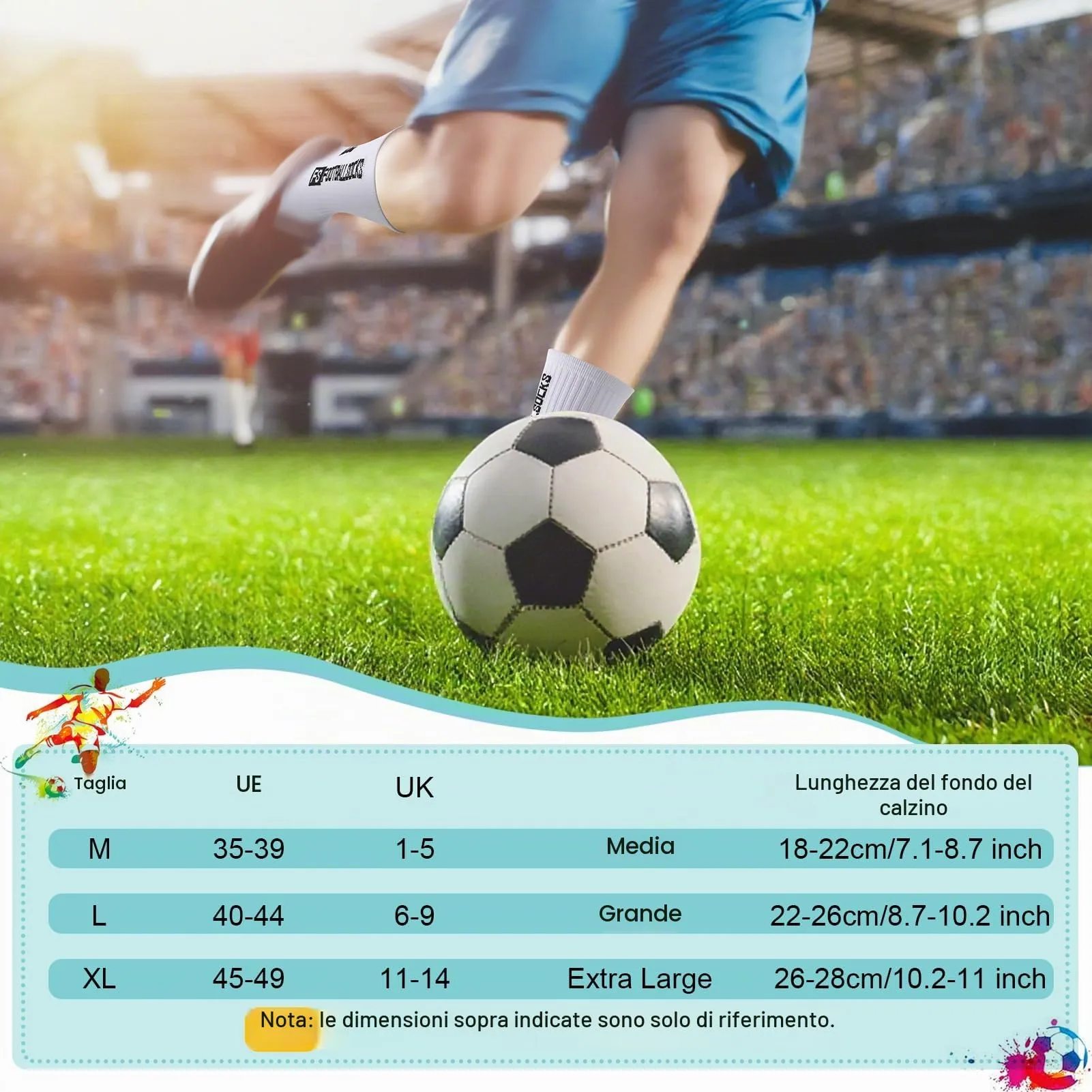 Utensilsto Calzini da calcio antiscivolo grip traspiranti, 3 paia, 40-44 - immagine 3