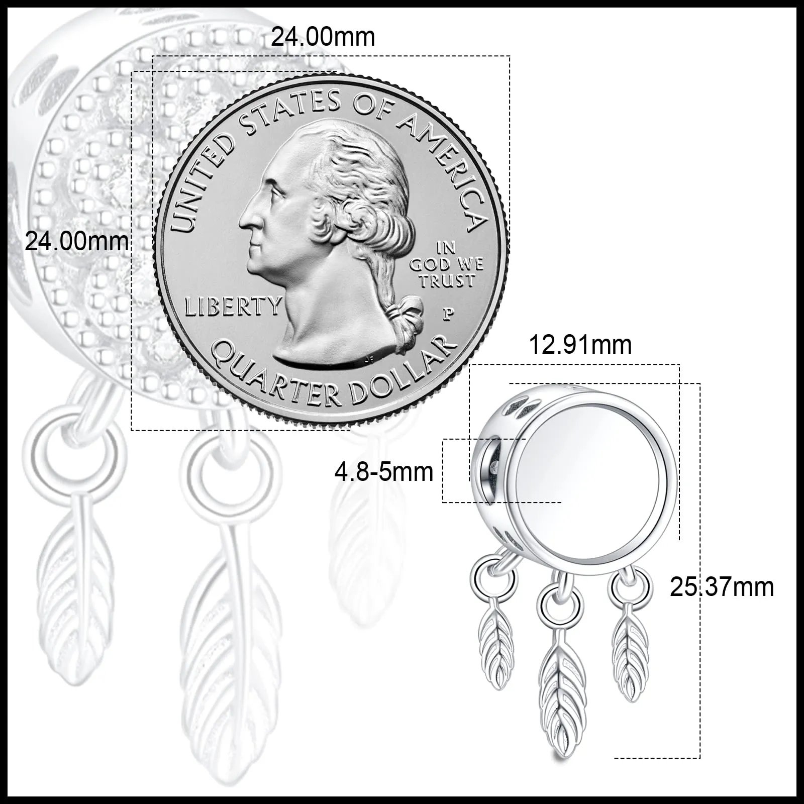 LaMenars Charm Personalizzato con Foto in Argento Sterling 925 per Braccialetti da Donna - immagine 5