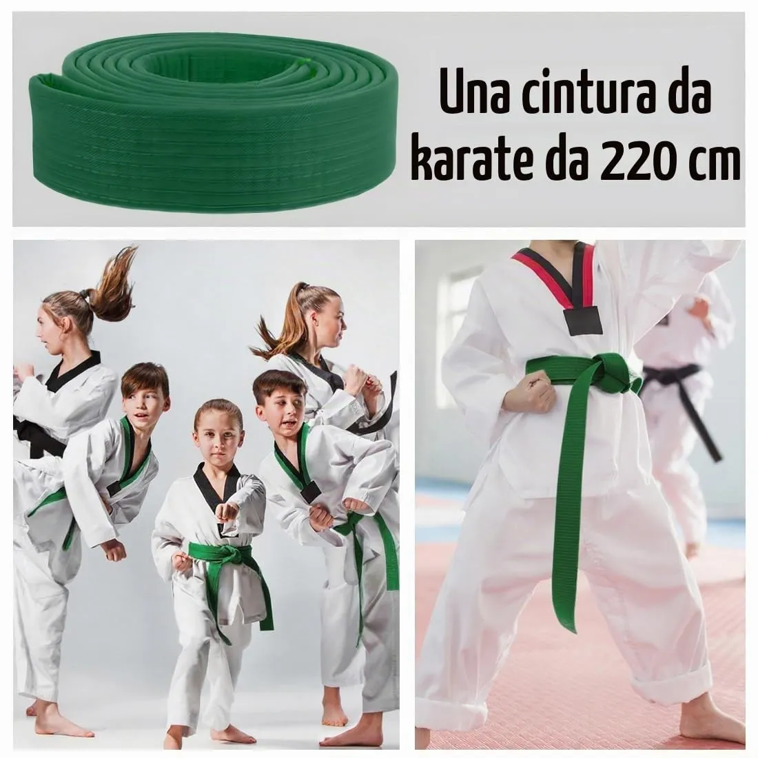 COYUN Cintura Professionale Arti Marziali in Cotone, Verde, 220cm per Taekwondo, Judo e Karate - immagine 4