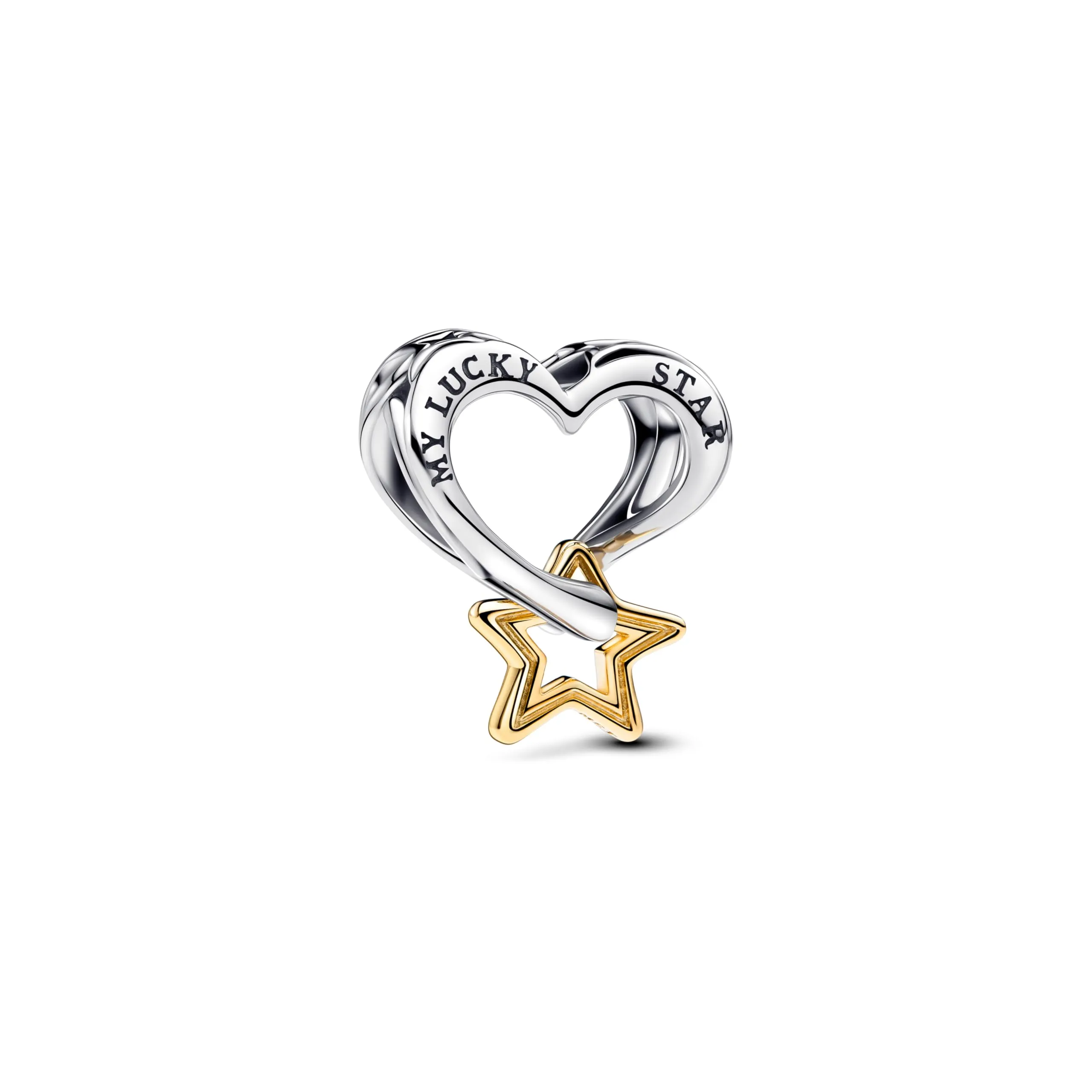 Pandora Moments Lucky Star & Heart Charm in Sterling Silver and Gold Plated Metal, 763513C00 - immagine 1