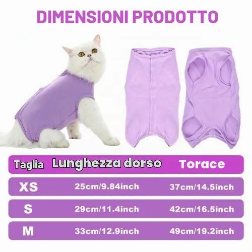 Naapesi Tuta da Recupero Gatto Post Operatorio Anti-Leccamento, Taglia M - immagine 2
