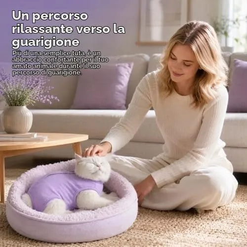 Naapesi Tuta da Recupero Post Operatoria per Gatti, Anti-Leccamento, Taglia S - immagine 5