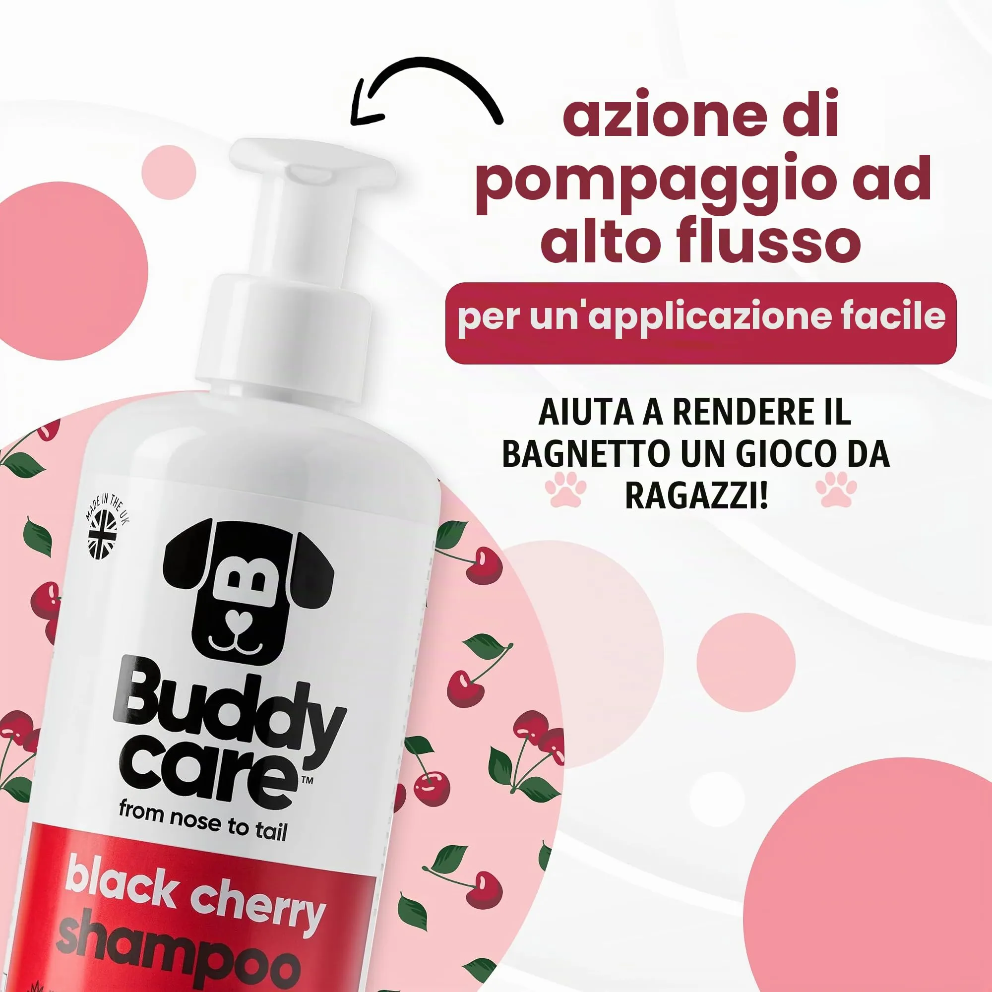 Buddycare Shampoo per Cani alla Ciliegia Nera con Aloe Vera e Pro-vitamina B5, 1L - immagine 6