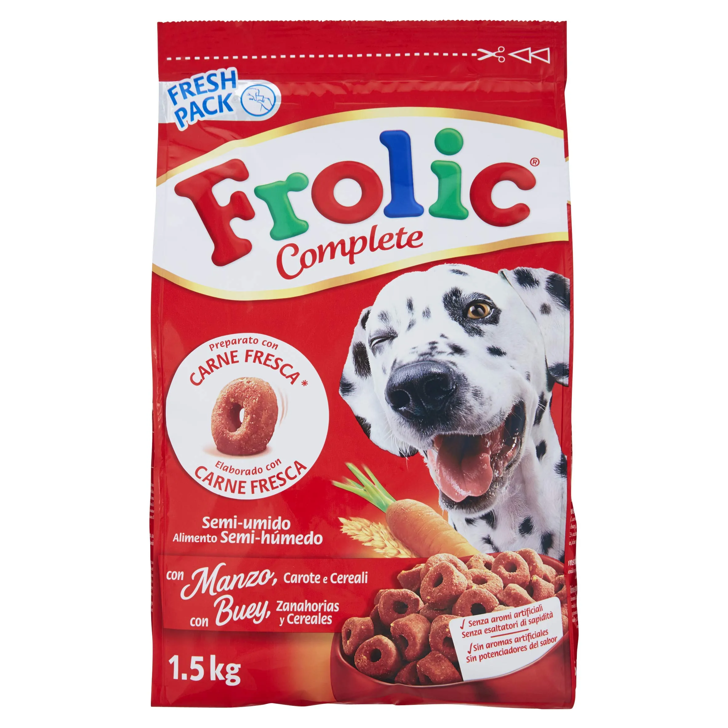 Frolic Complete Cibo per Cane con Manzo, Carote e Cereali 1,5 kg - 5 Sacchi - immagine 1