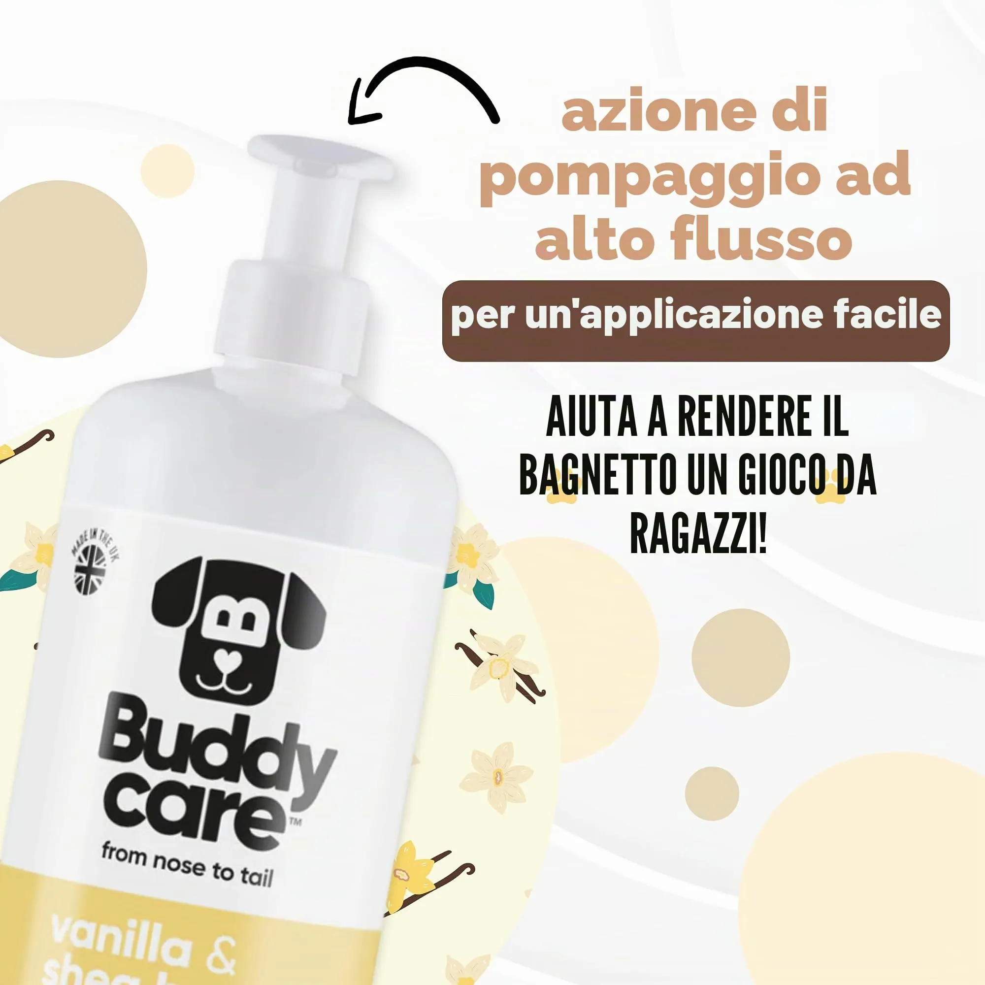 Buddycare Shampoo per Cani alla Vaniglia e Burro di Karité con Aloe Vera e Pro-vitamina B5, 1000 ml - immagine 6