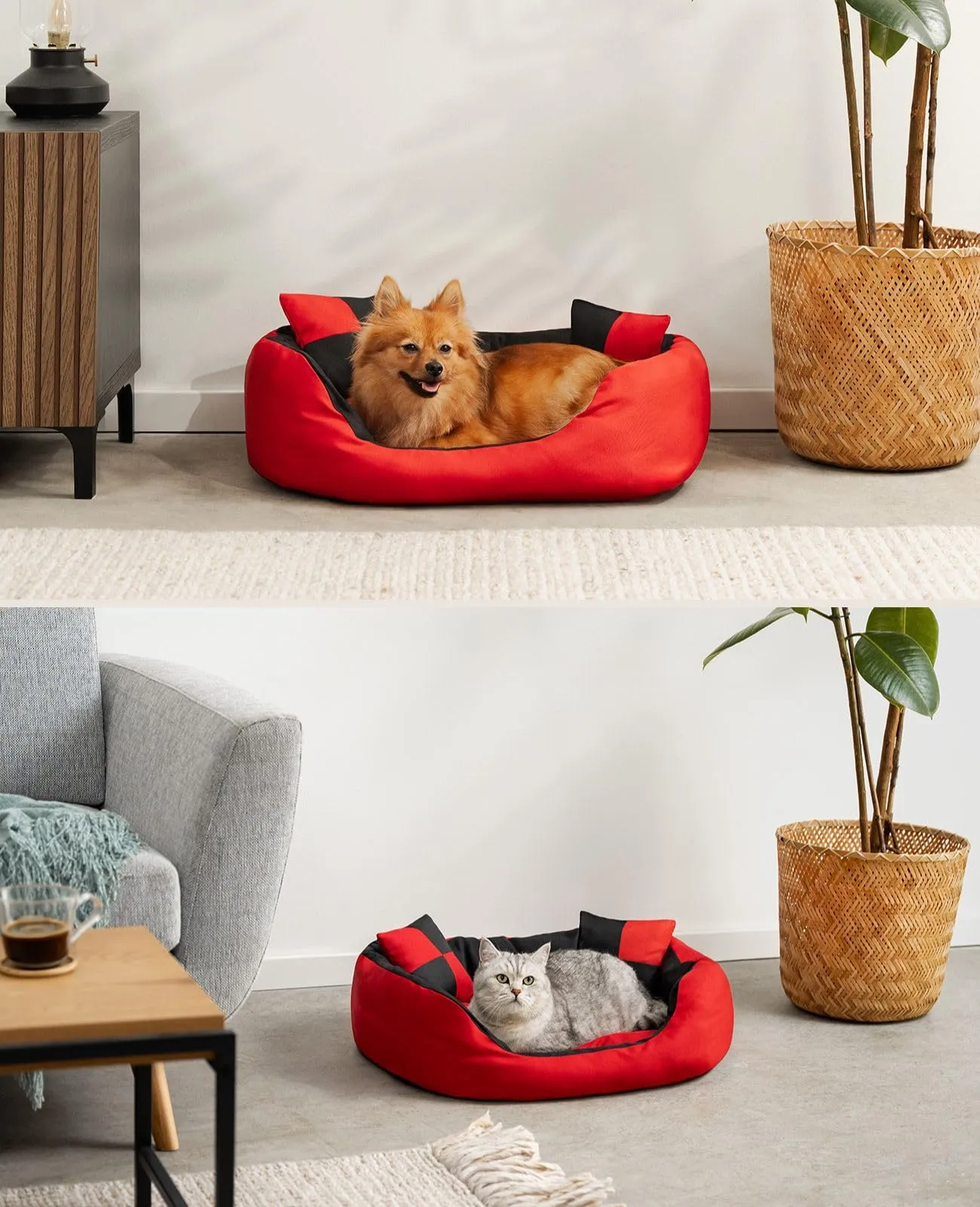 lionto Cuccia Cane 4-in-1 con Cuscino Reversibile, 65x50 cm, Nero - immagine 2