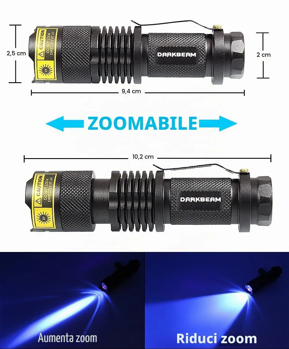DARKBEAM Torcia UV LED 365nm e 395nm, Lampada di Wood Portatile, SK68 (2 Pezzi) - immagine 5