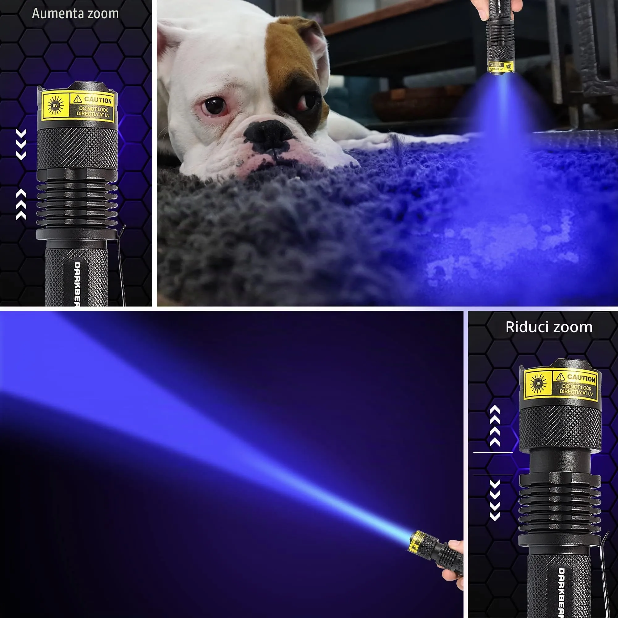 DARKBEAM Torcia UV LED 365nm e 395nm, Lampada di Wood Portatile, SK68 (2 Pezzi) - immagine 6