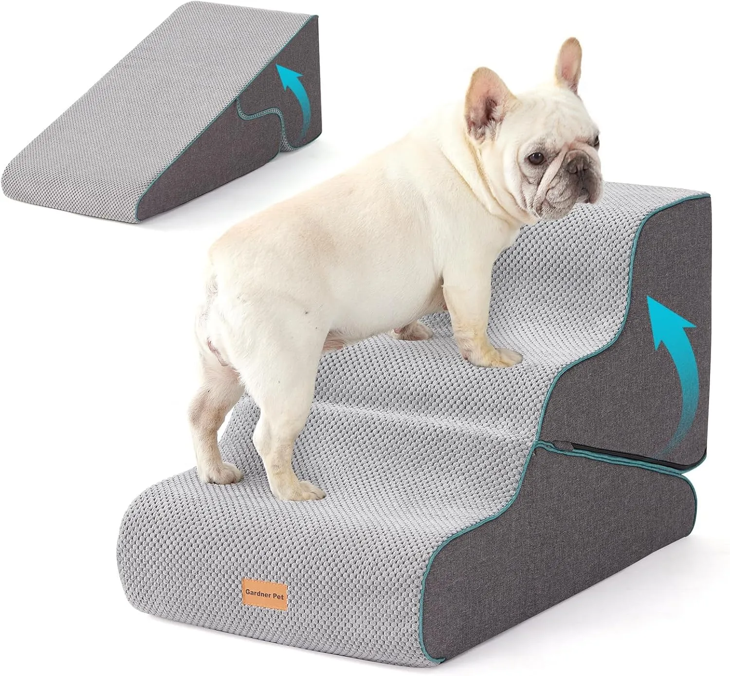 Gardner Pet Scala Cani Pieghevole 2-in-1, 3 Gradini, Grigio - immagine 1
