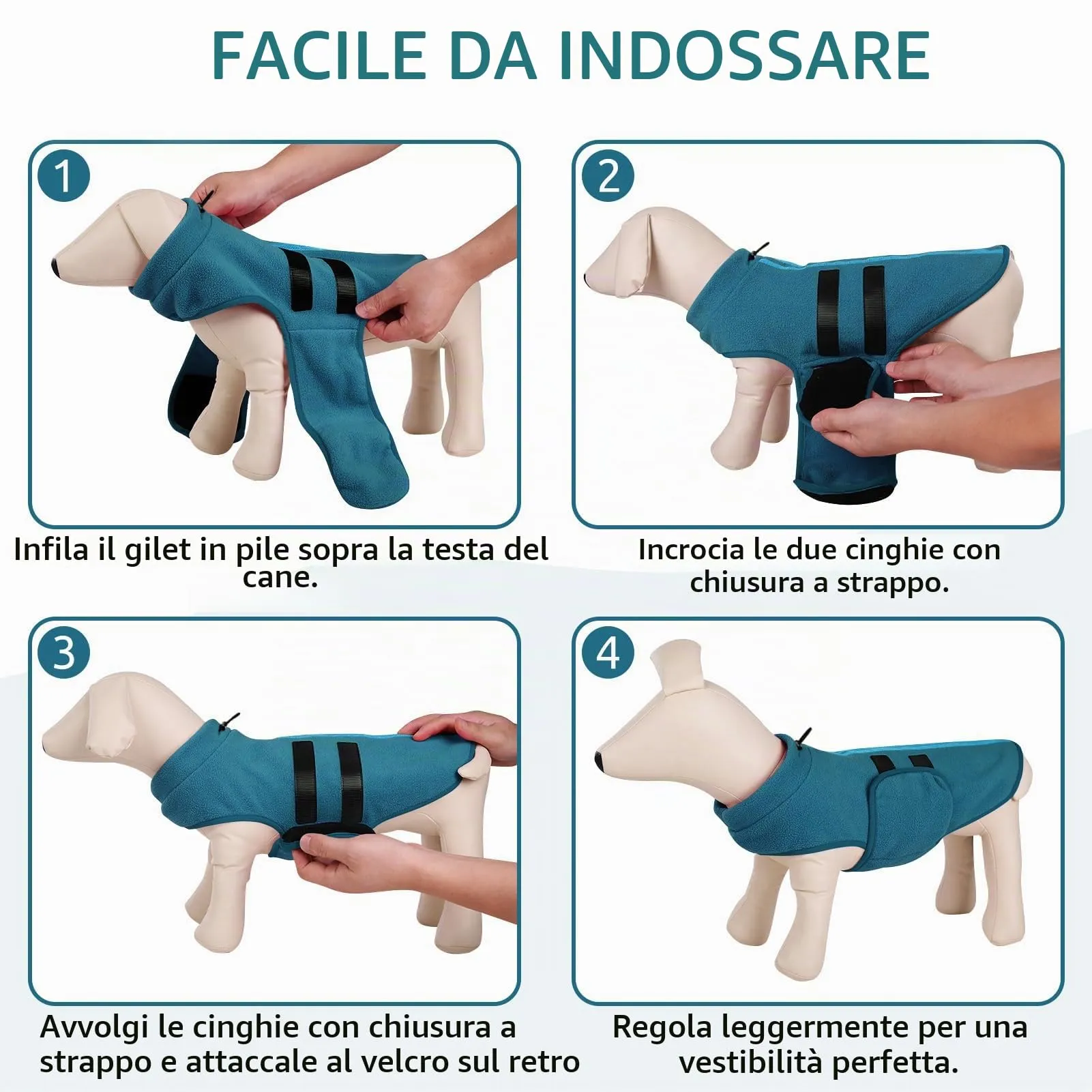 PUZAUKAL Maglione in pile invernale per cani e gatti, Blu marno (M) - immagine 4