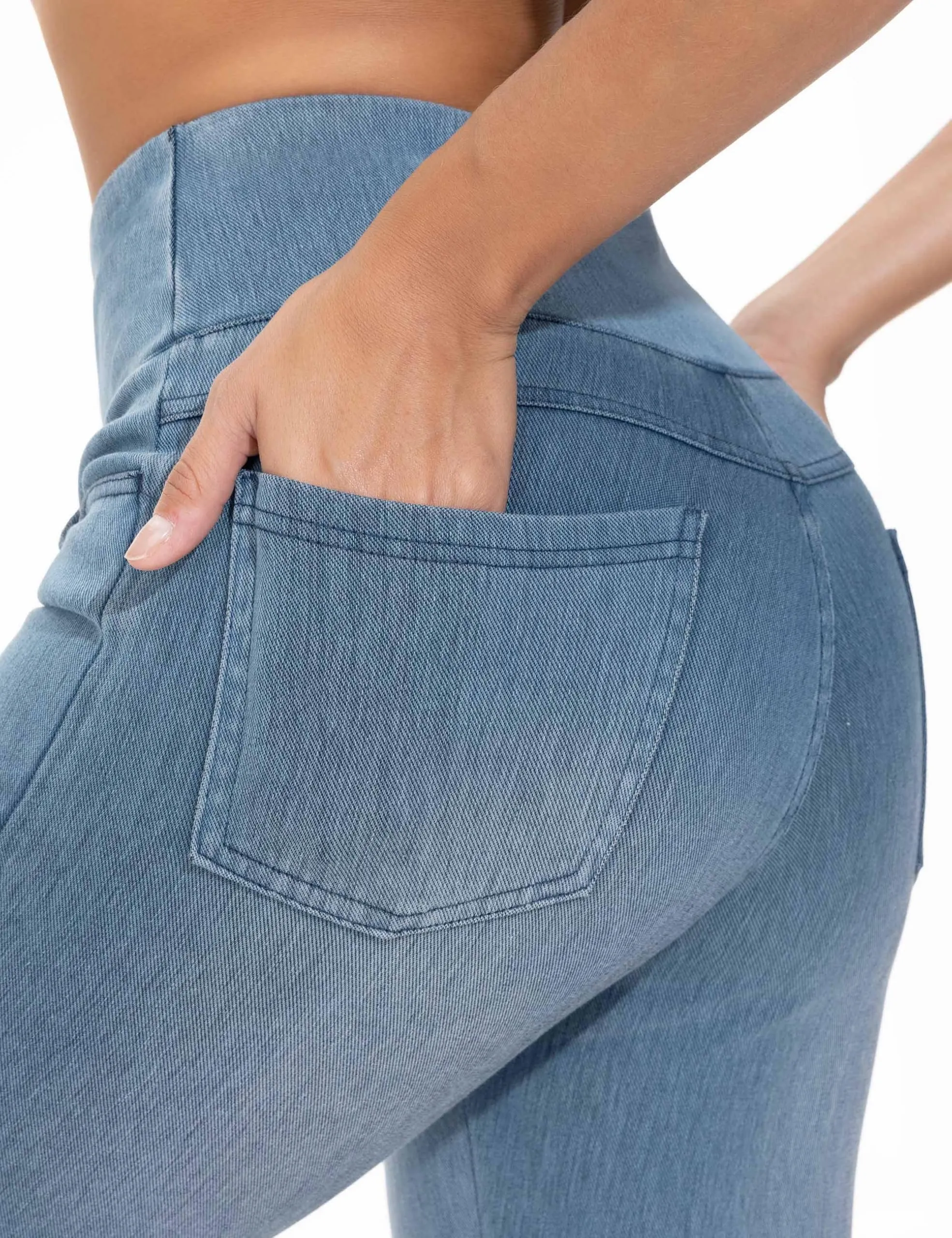 The Gym People Jeggings da donna, elasticizzati, a vita alta, skinny, Denim Azzurro, 3XL - immagine 5