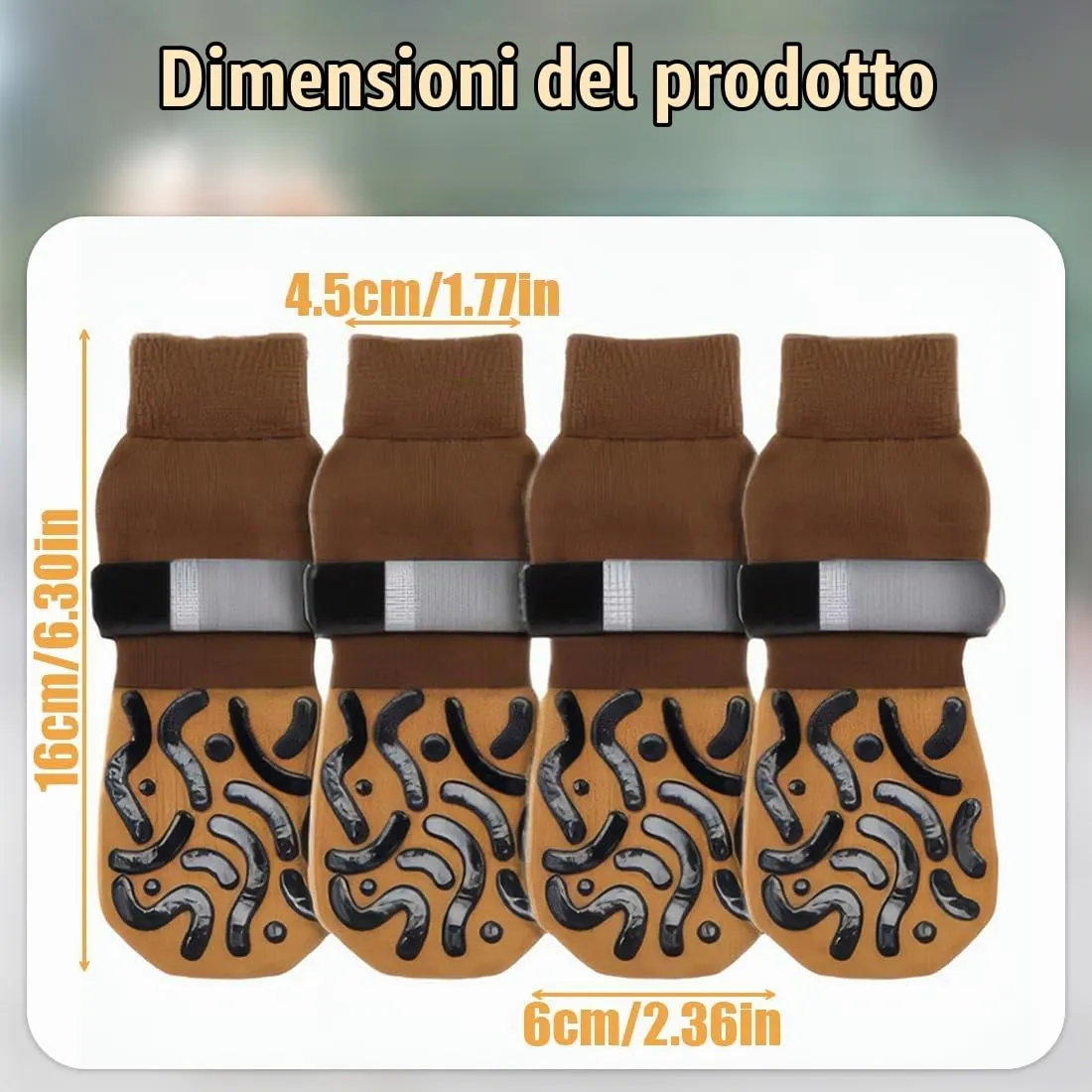GXGM Calzini Antiscivolo per Cani a Doppia Faccia con Cinghia Regolabile, 4 Pezzi (M) - immagine 2